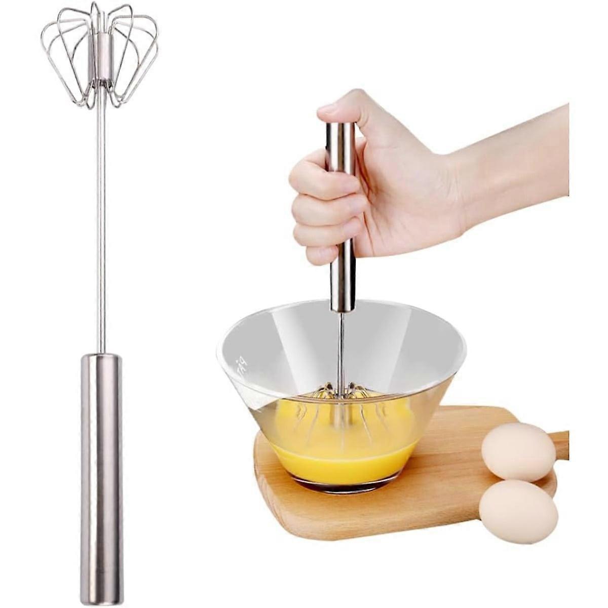YZhouD2024 Upgrade Stainless Steel Egg Whisk, 10inch Hand Push Mixer Stirrer Rotary Blender for Beating, Stirring & Mixing