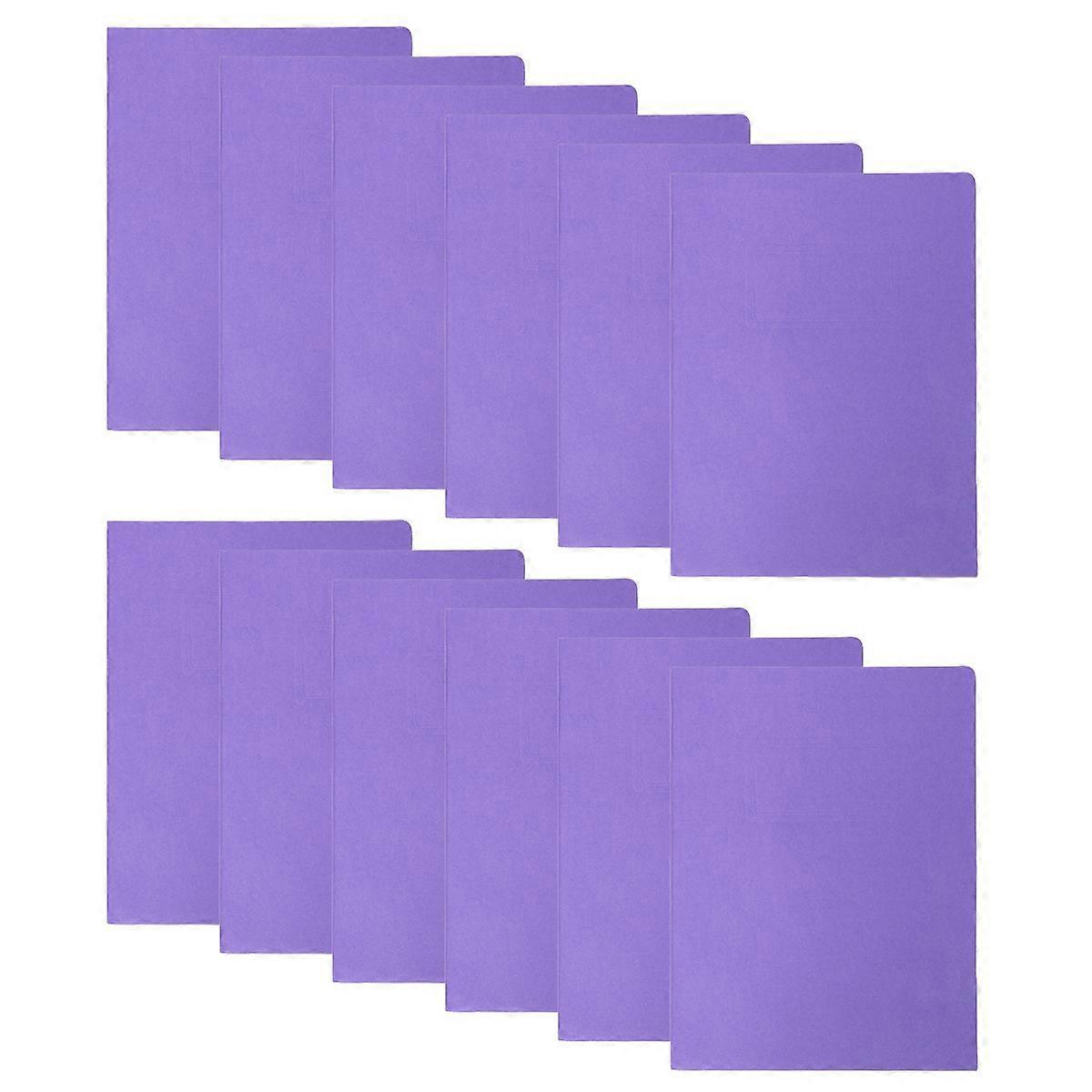 12Pcs A4 2Pockets Kraft Paper File Folder Brown Holder Document Folder Office Project File Presentation Folder (Purple)