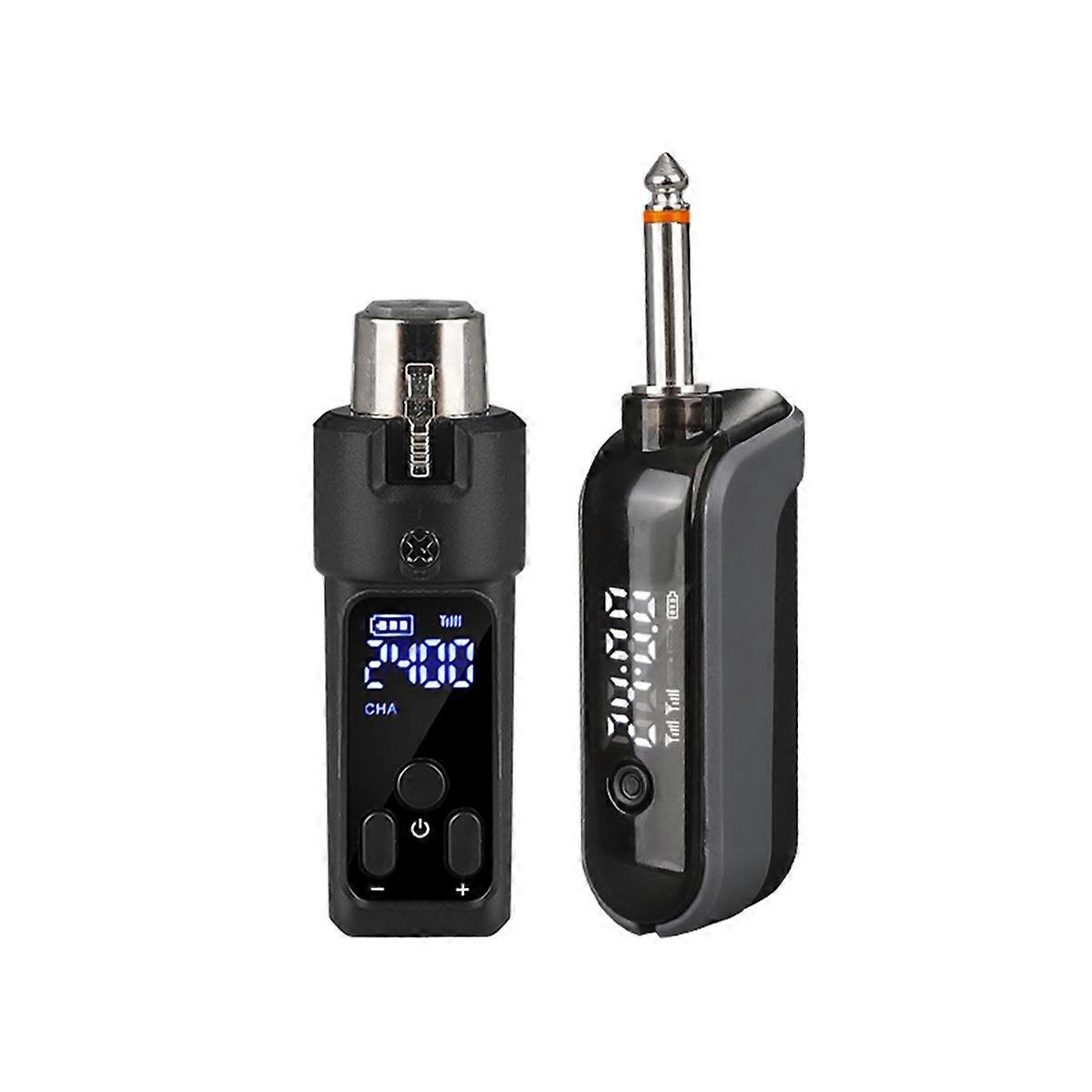 Microphone Wired to Wireless Converter Transmitter Receiver System for Condenser Microphone Guitar