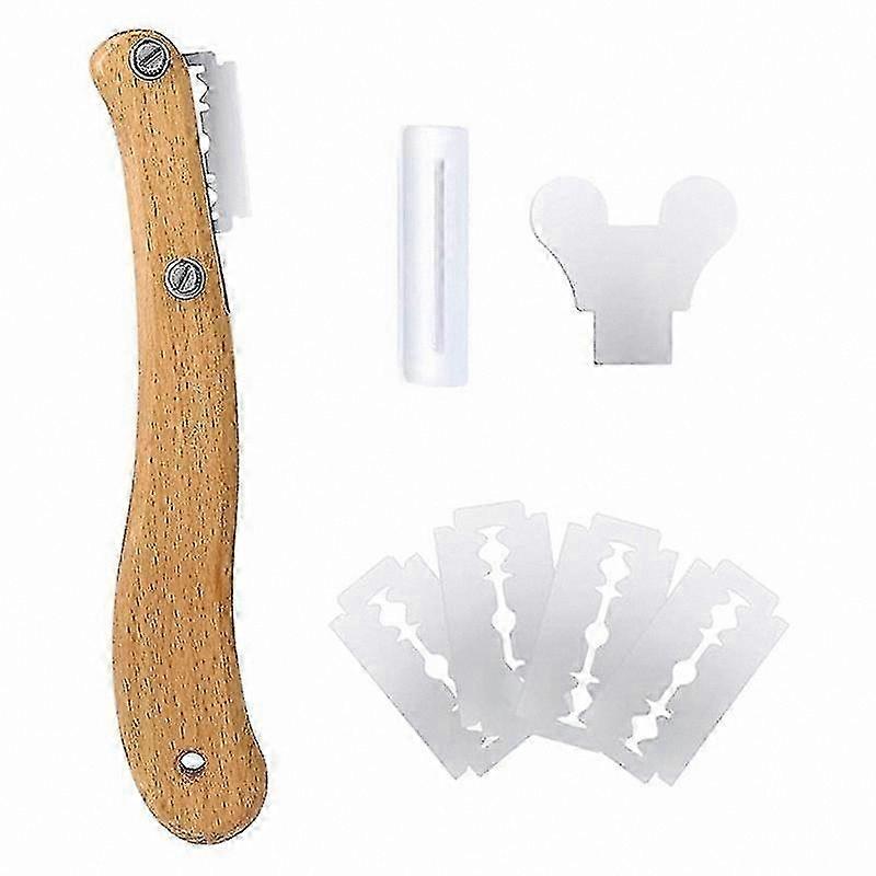 Wooden Handle Bread Scoring Tool for Bakers, Dough Cutter and Cake Slicer, Essential Kitchen Gadget for Artisan Bread Making