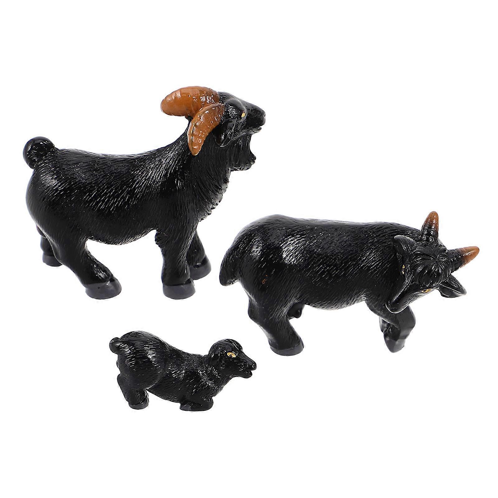 Black Miniature Sheep Statue Resin Figurines for DIY 9Pcs Arrangement