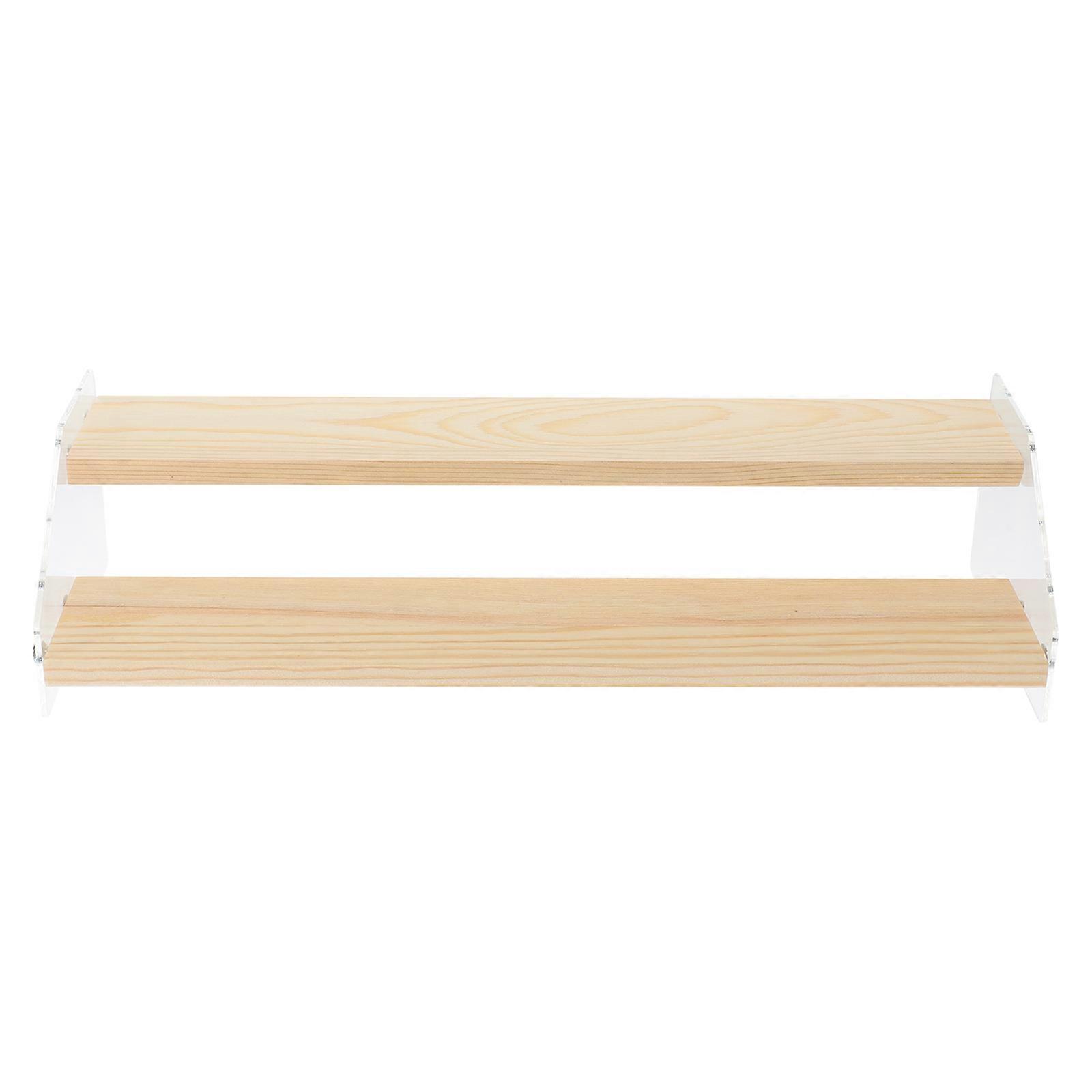 Wood Riser Display Stand for Multipurpose Use with 3Pcs Wooden Shelves