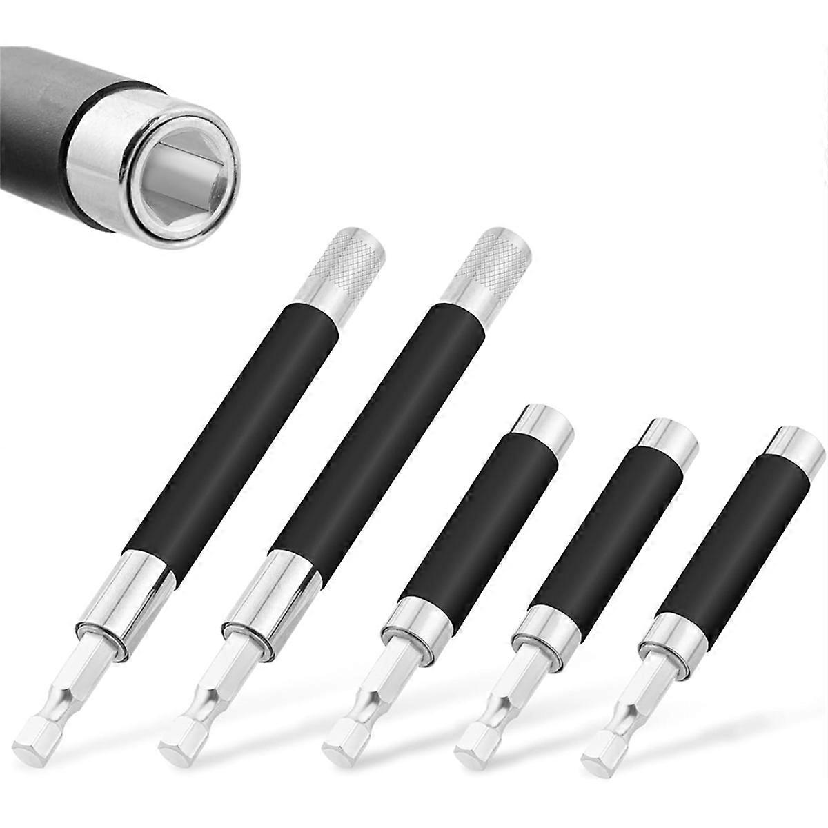 Drill Bit Holder 3.1/4.7In, Drill Bit Extension 5 Pcs, Magnetic Bit Holder 1/4In Hex, Drill Extensio