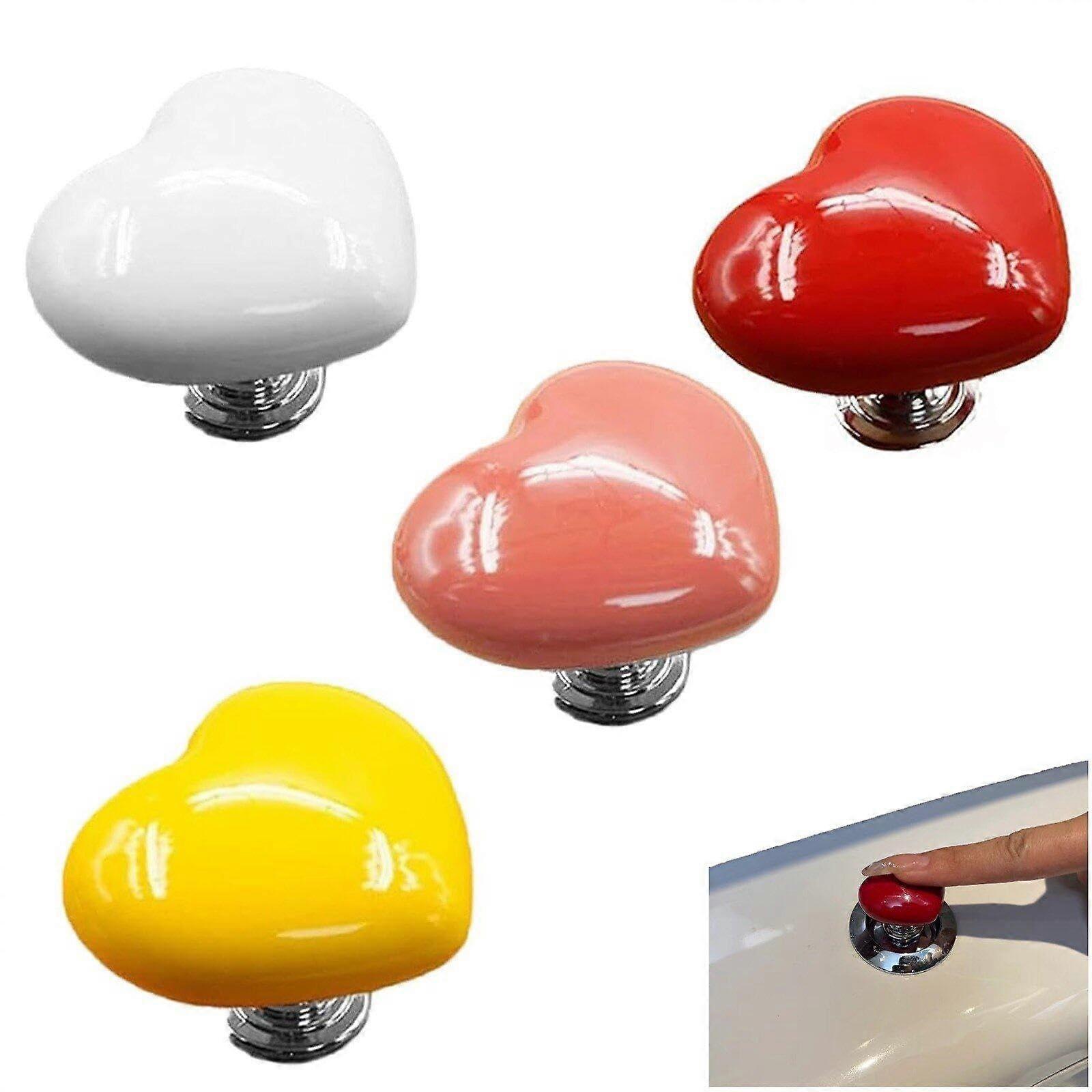 Toilet Flush Buttons 4 Pcs Love Heart Shaped Colorful Tank Button Replacement Parts Compatible With Most Toilet Tanks