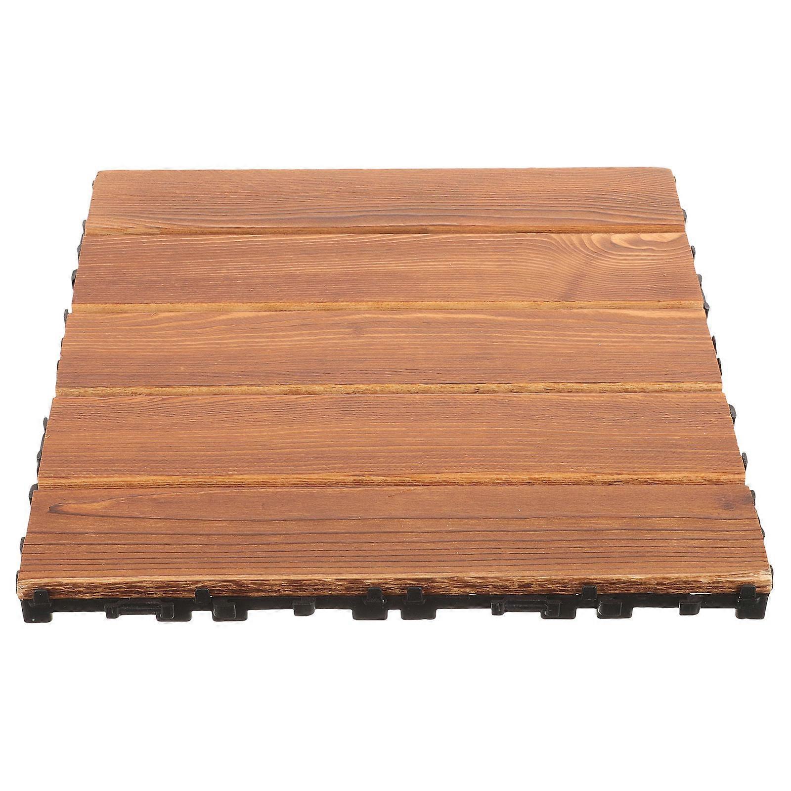 Patio Floor Interlocking Wood Deck Tiles for Outdoor Use 4Pcs Set