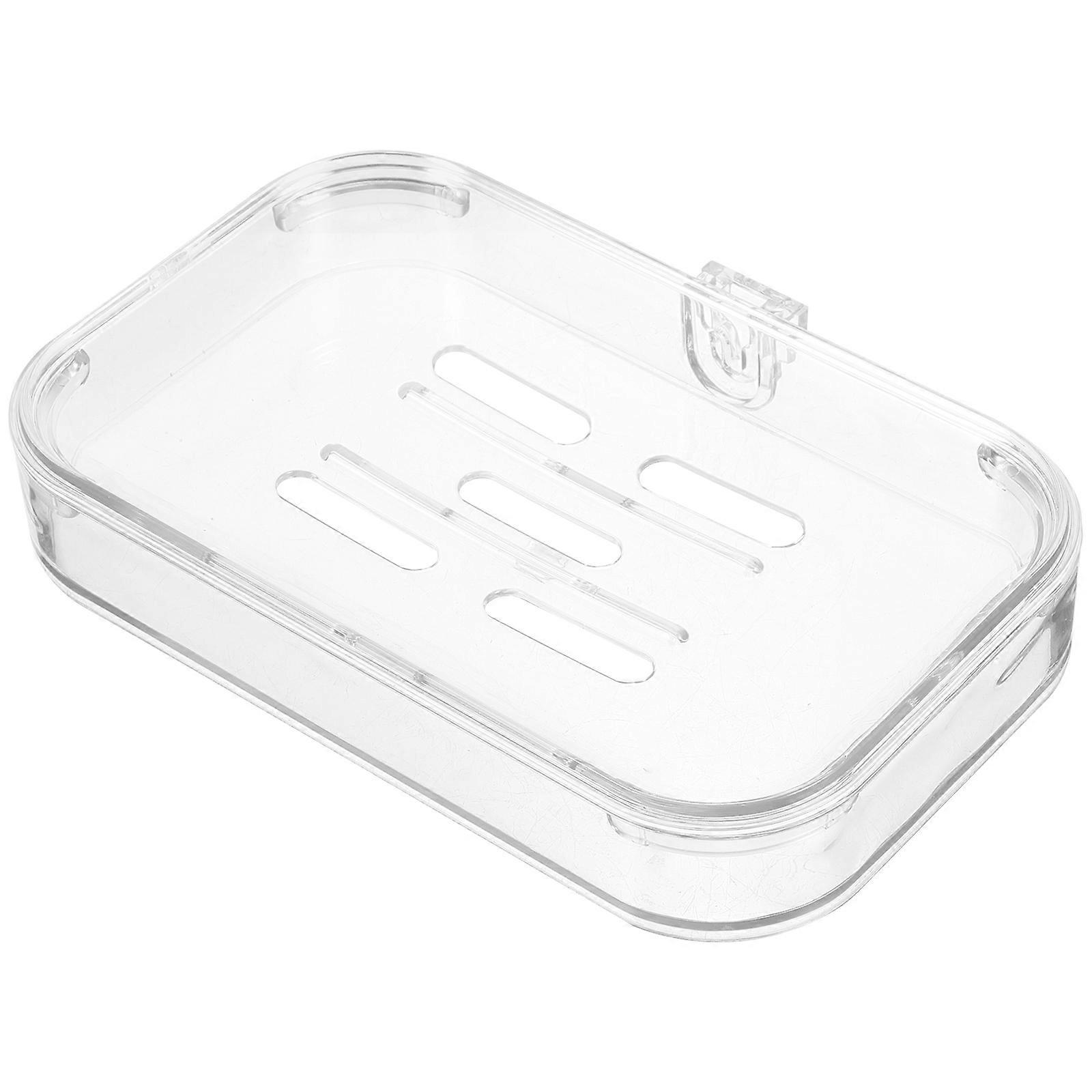 Soap Storage Container With Draining Function For Bathroom Use Transparent 12X8.5Cm 1Pcs