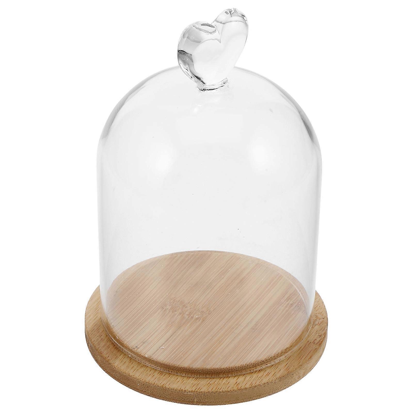 Elegant Glass Cloche Dome for Display 4Pcs with Wood Base Cover