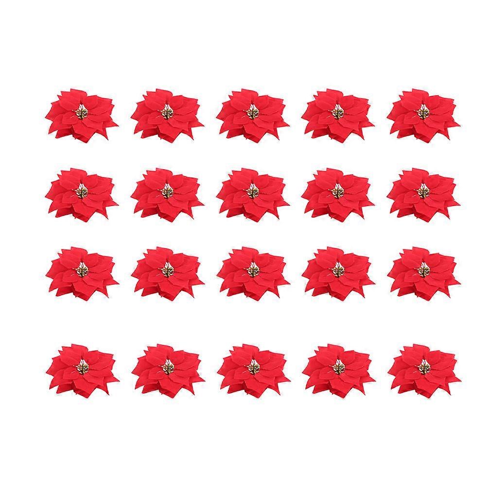 Christmas Tree Flower Decoration for Party Use 40Pcs Red Artificial
