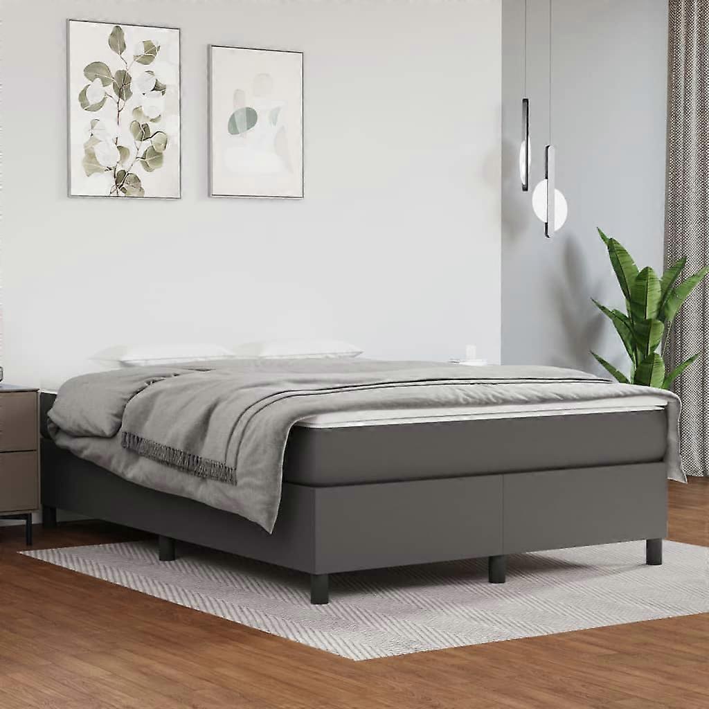 Boxspringbettgestell Grau 140x200 cm Kunstleder