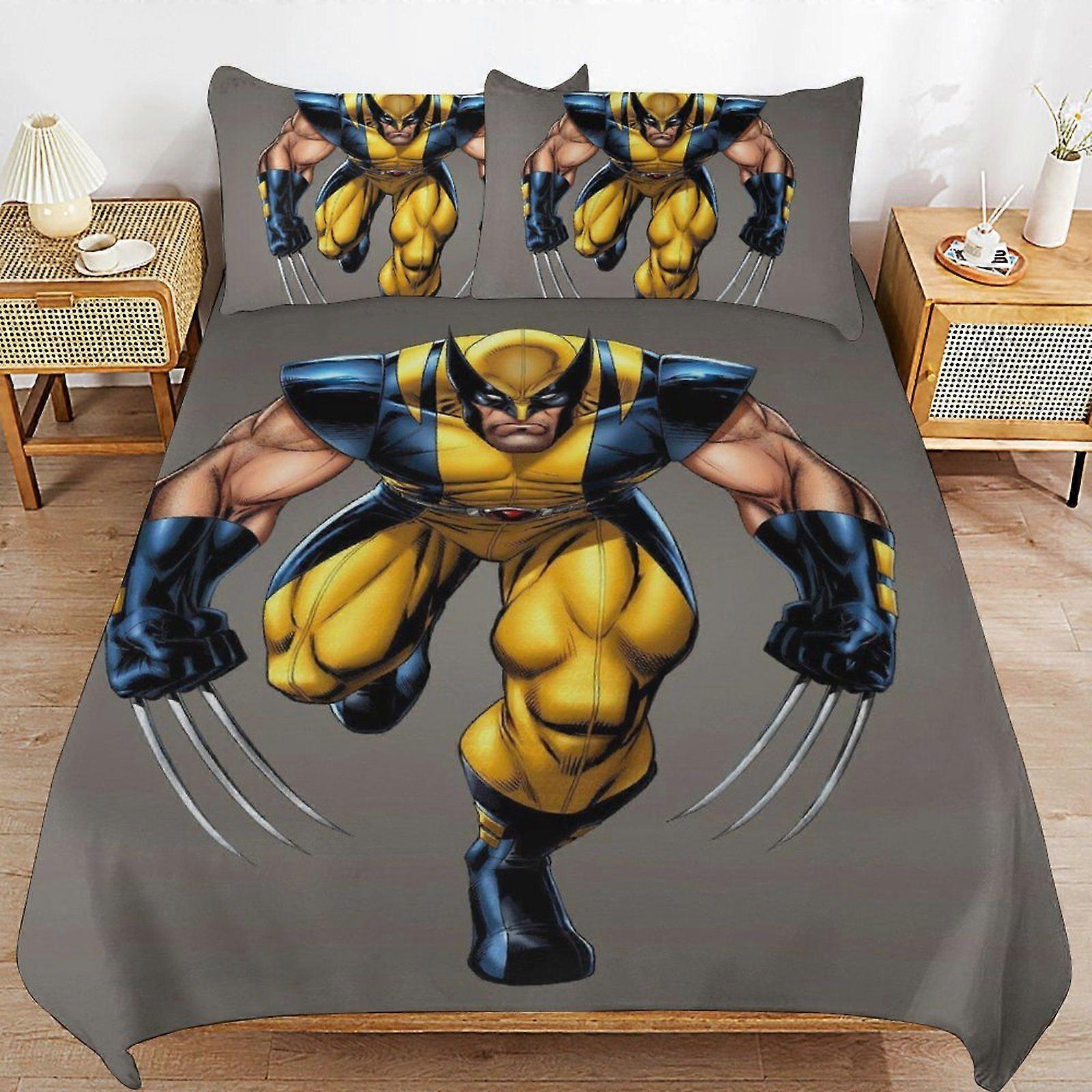 D133 Conjunto de capa de edredom respirável com tecido macio e durável da Marvel Comics com fecho seguro K133