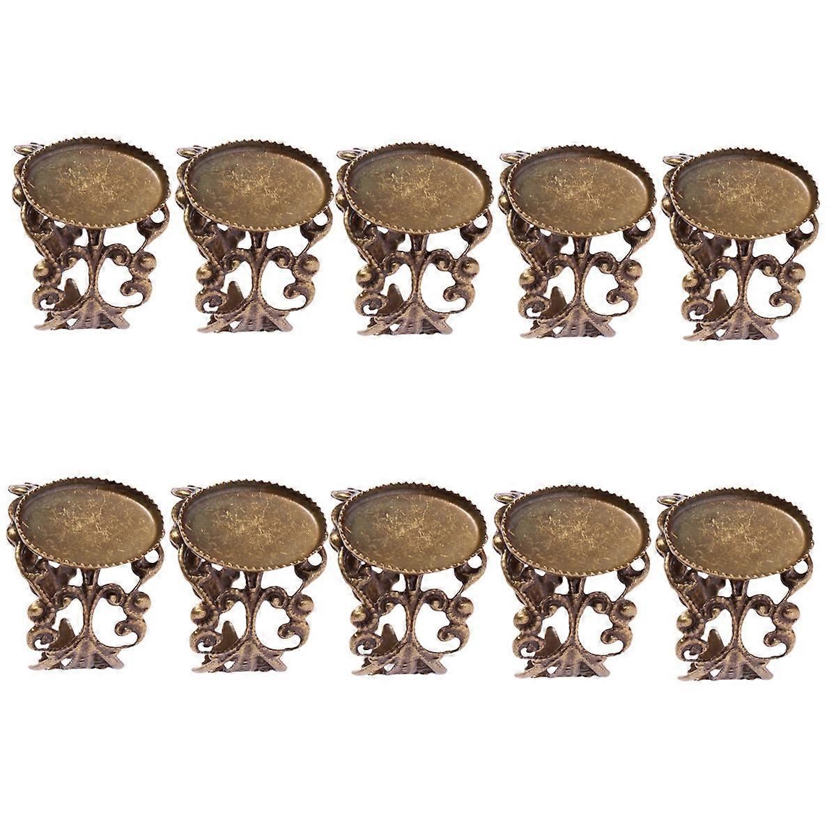 Empty Ring Tray Coffee Retro Flower Shape Ring Support Tray for Rings 30Pcs