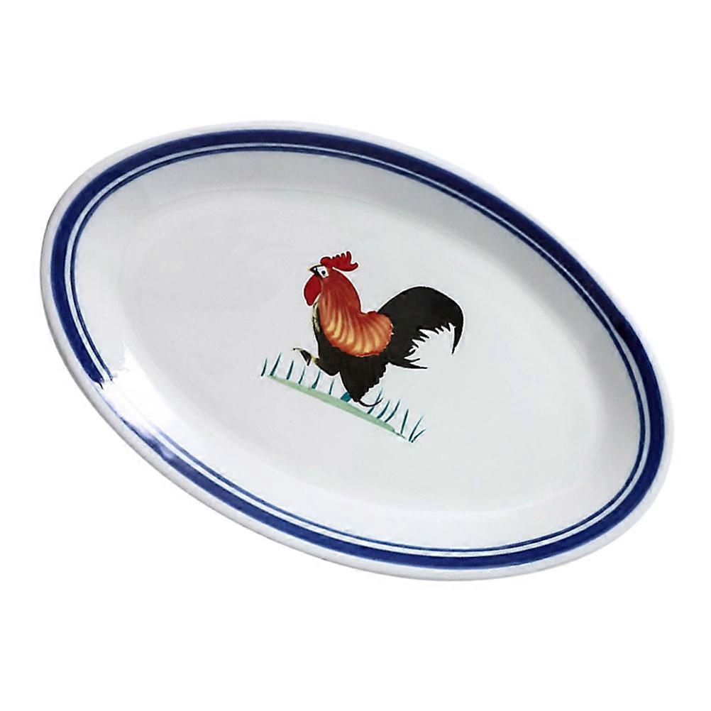 Oval Dessert Plate With Retro Design For Home Tableware And Parties 24.8x15.5cm White 2Pcs