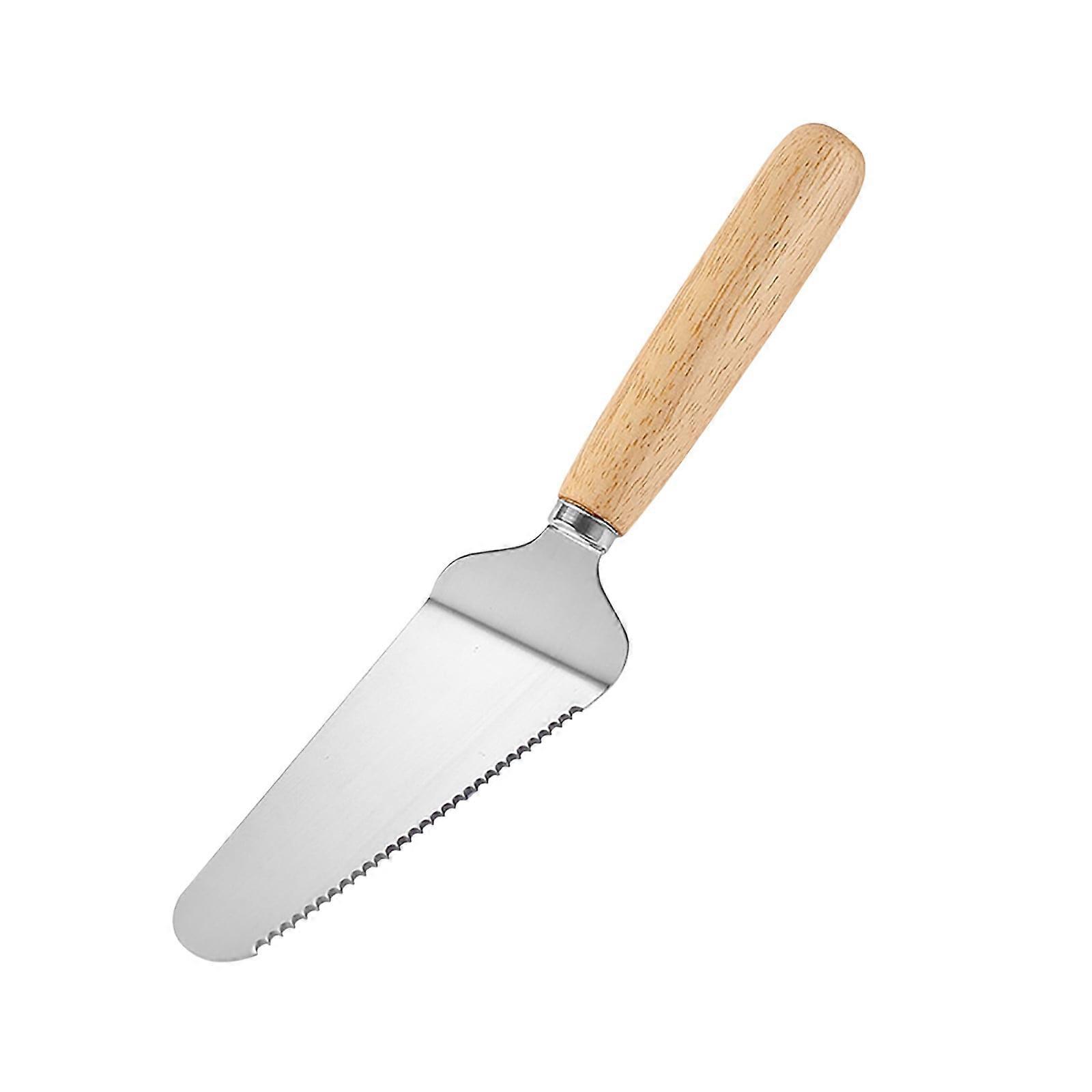 Wovilon Wood Handle Pie Server, Compatible with Pizza, Cake, Pastry - Stainless Steel Triangular Spatula for Baking & Serving
