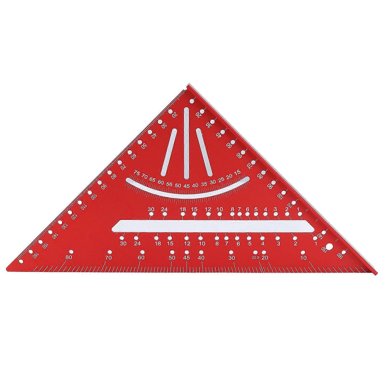 Aluminum Triangle Ruler Clear Accurate Scales 30 45 60 Metric 90 Right Angle Ruler for Woodworking Red