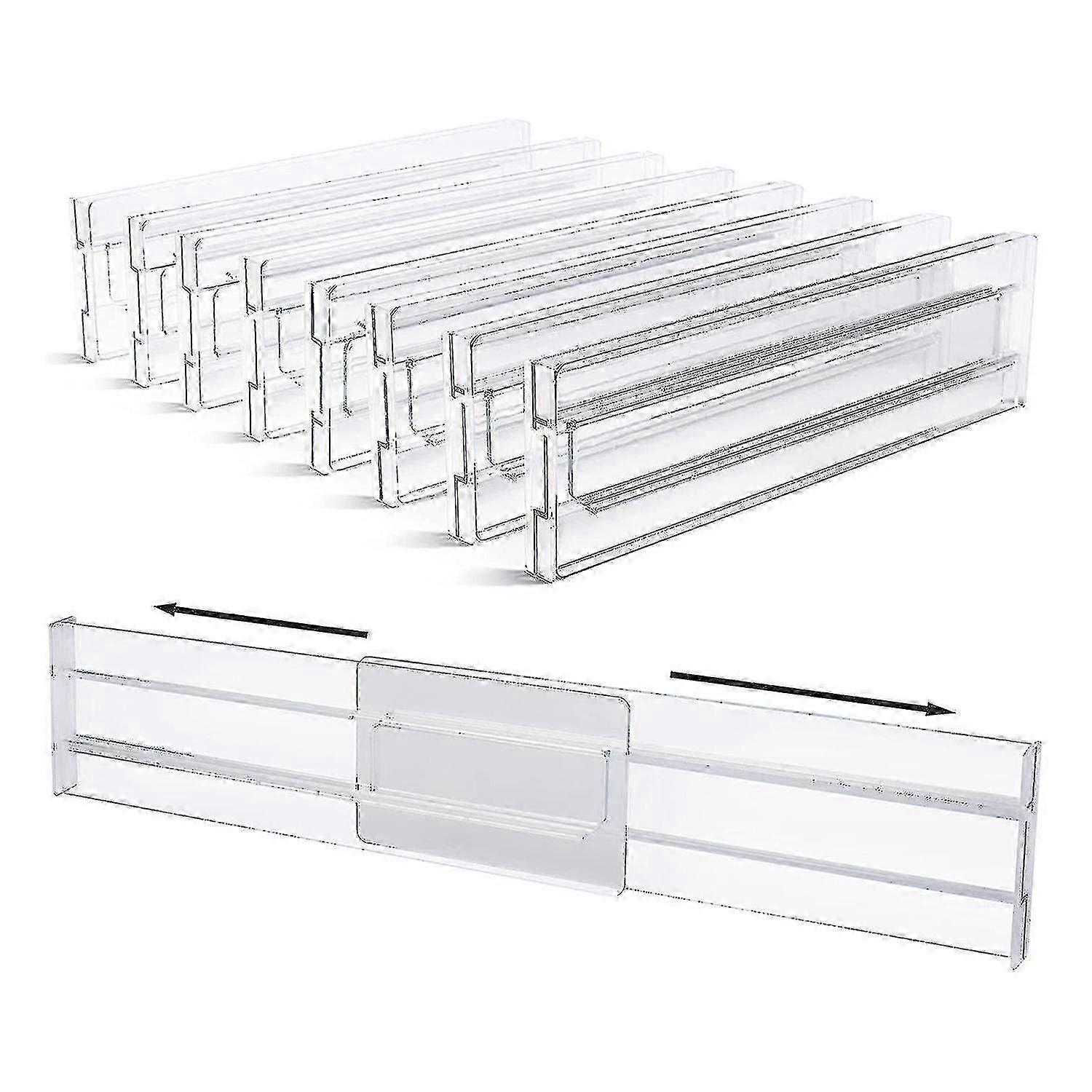 Drawer Dividers 8 Pack, Adjustable Drawer Organizer, Clear Plastic -zz