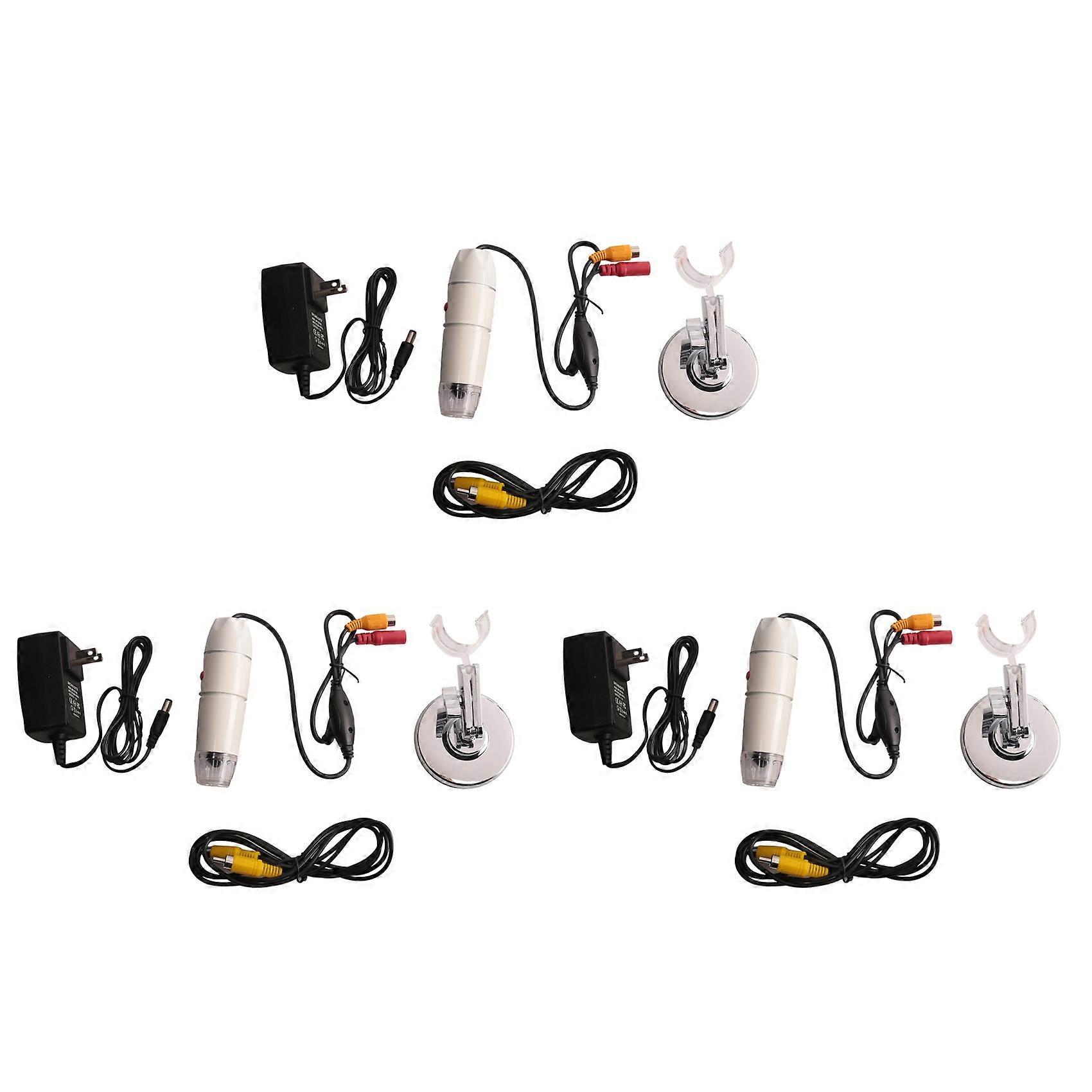 3pcs 400X-1000X USB Microscope Professional Coms Sensor TV/AV Interface Digital Microscope for Electronics US Plug