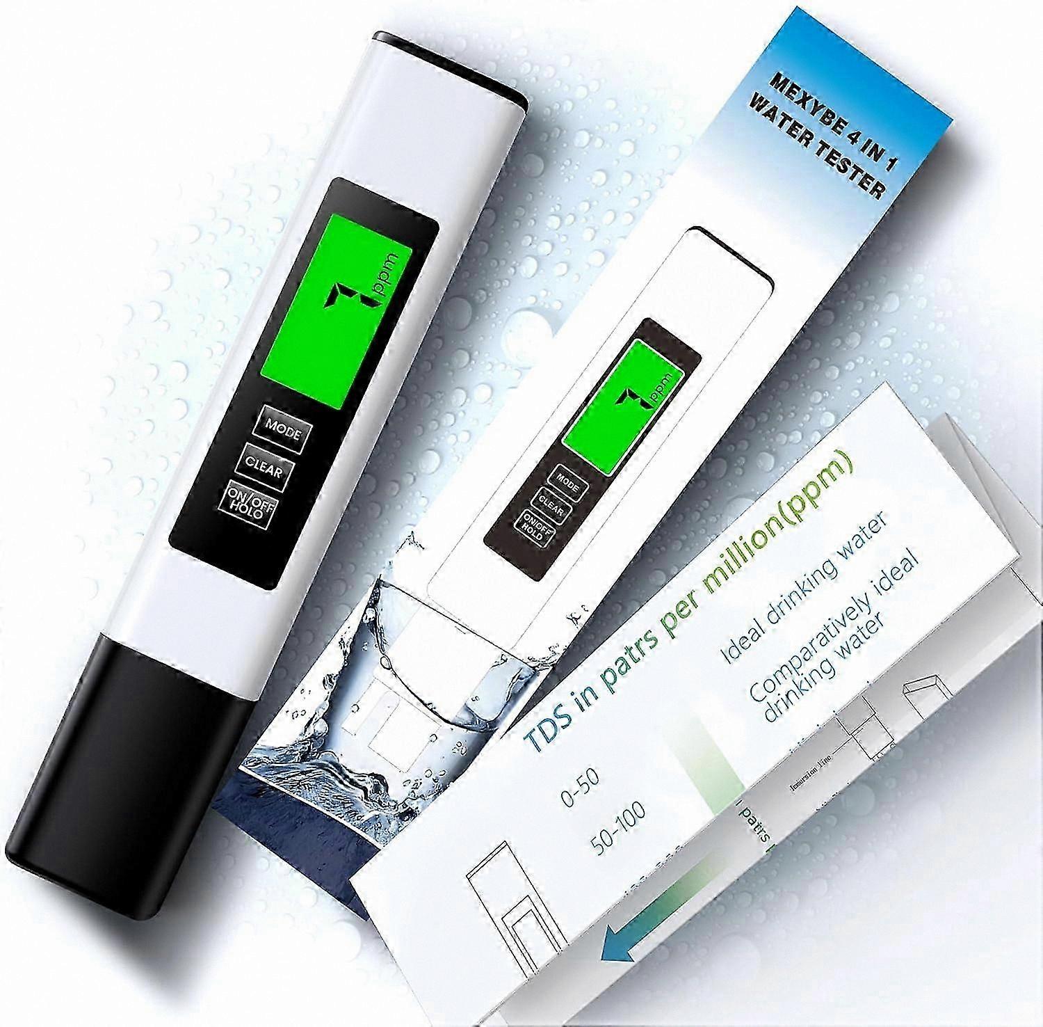 Digital 4-in-1 TDS Meter for Water Testing - Measures TDS, EC, Temperature (C/F), 0-9990ppm Range