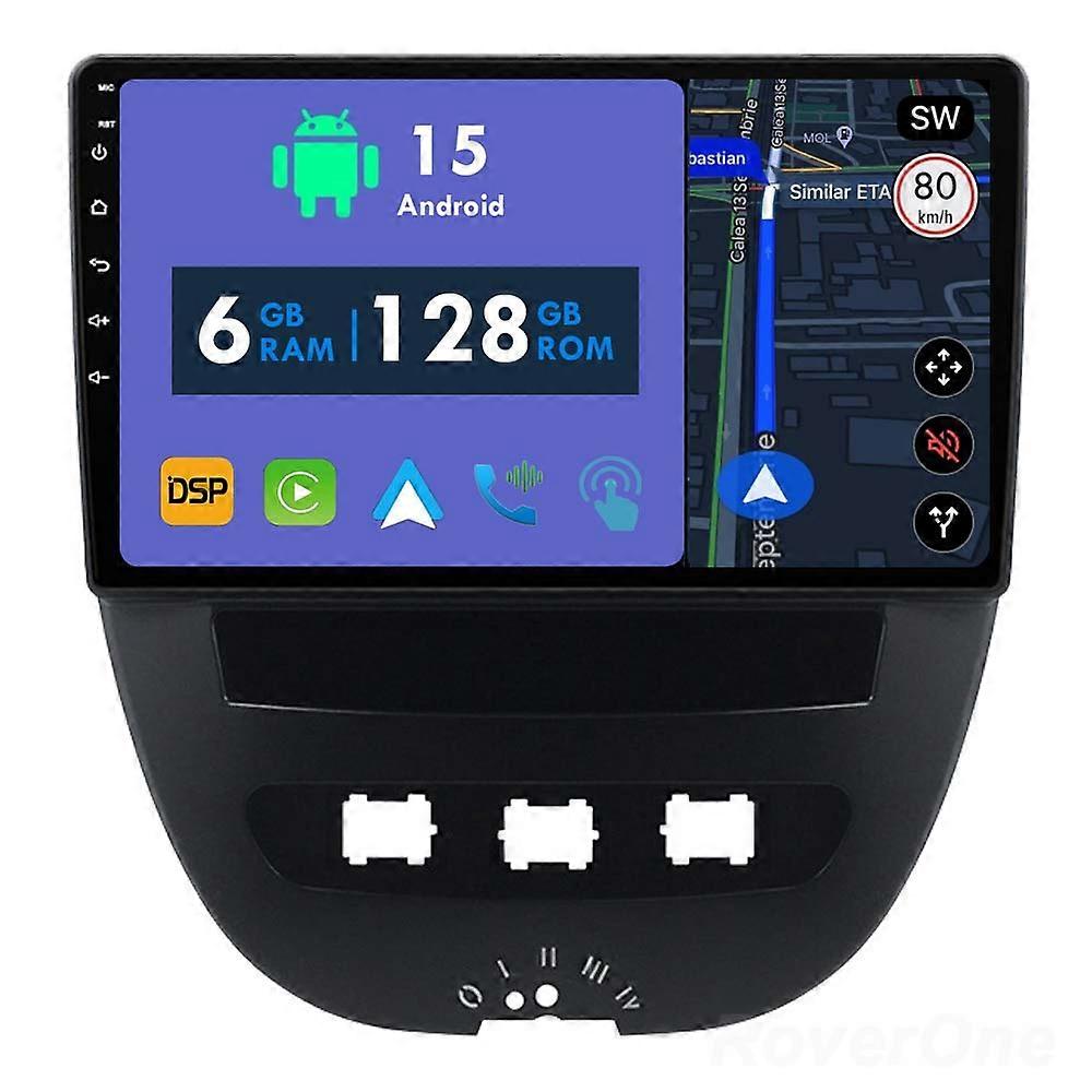 Car Radio 6G+128G CarPlay GPS Navigation Head Unit for Peugeot 107 for Toyota Aygo 2005 - 2014 Android Auto Bluetooth Stereo Touch Screen