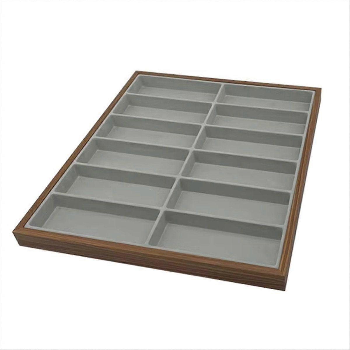12 Grids Walnut Wooden Glasses Storage Rack Sunglasses Display Tray