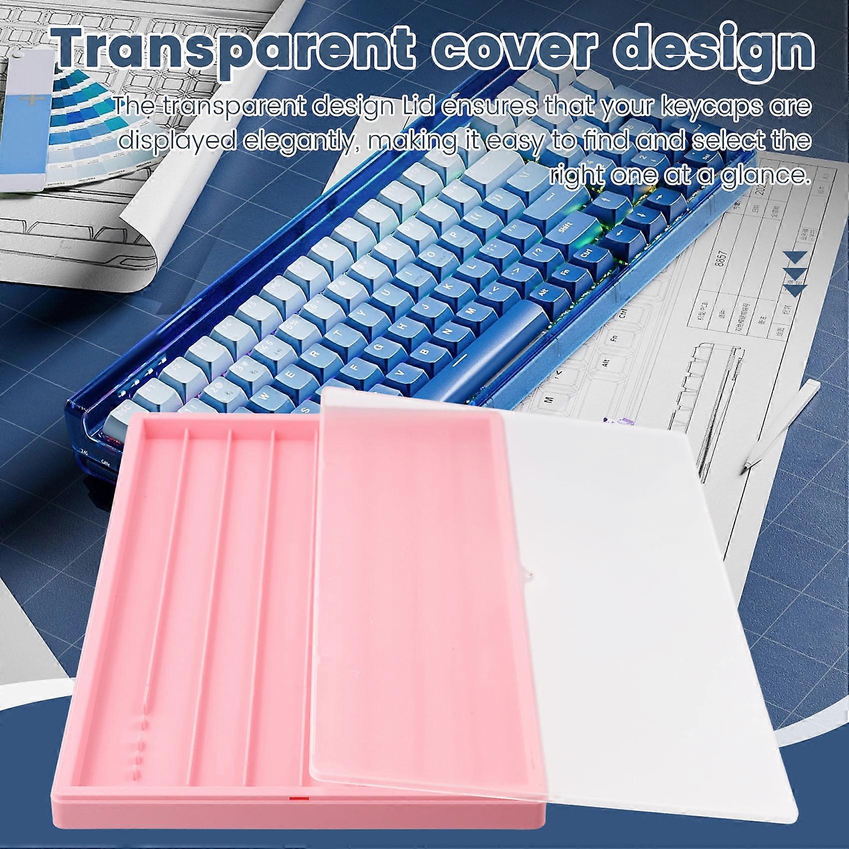Waterproof Keycap Storage Box with Lid -for Keyboard Keycaps Display and Collection Pink