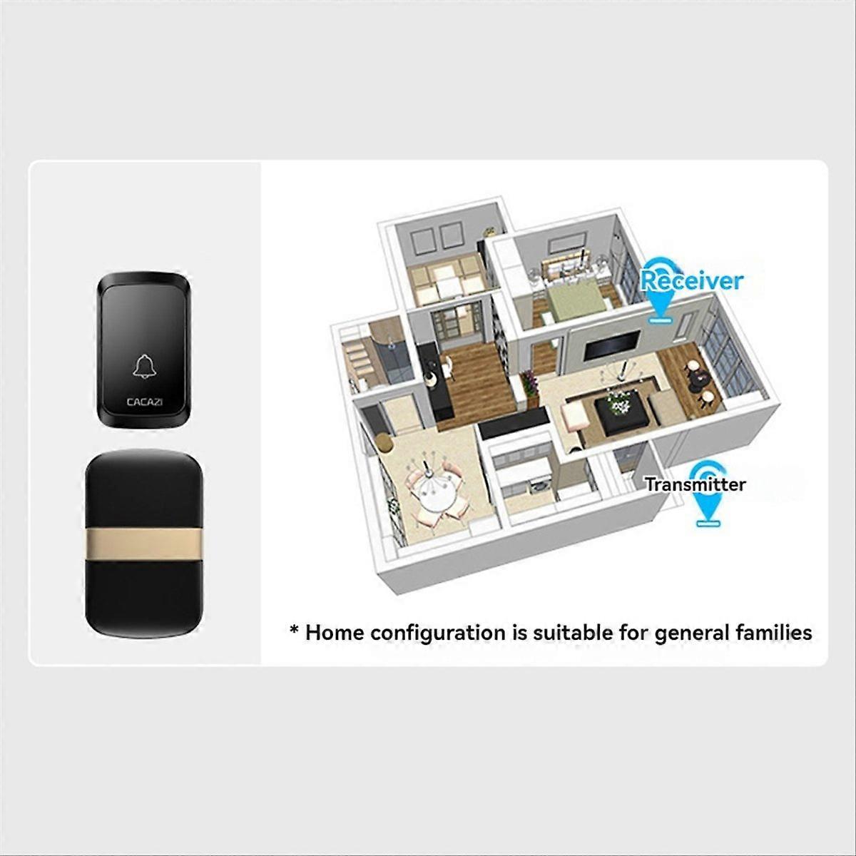  Wireless Smart Doorbell, 300m Range Smart Door Bell, UK Plug