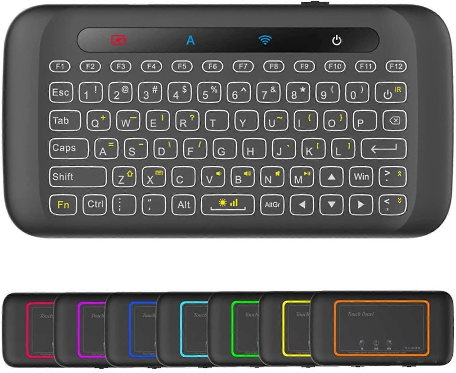 Mini Wireless Keyboard,H20 Mini Keyboard with Touchpad,Colorful Backlit Small Wireless Keyboard,Full Size