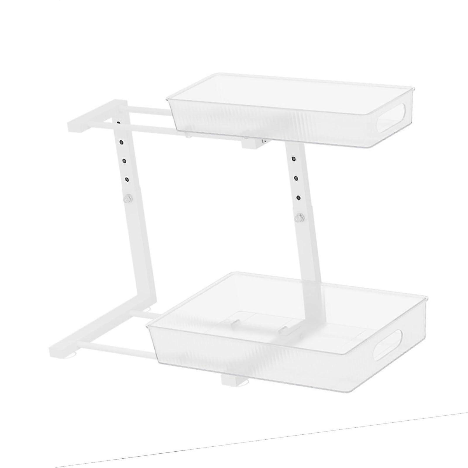 Compact Sink Rack White OneSize Sliding Drawer Kitchen Counter Organizer Sturdy SpaceSaving Home Essentials