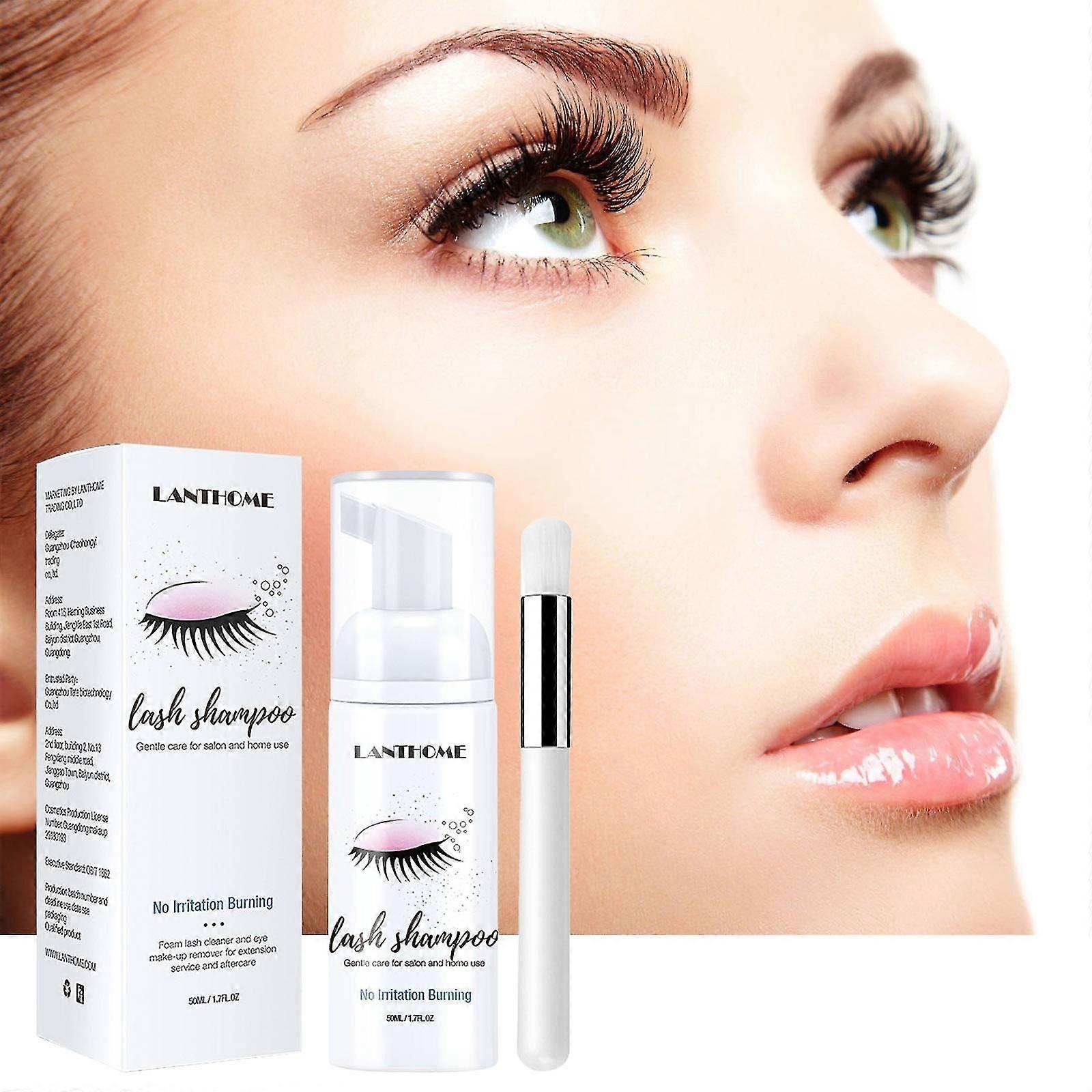 Eyelash Extension Cleanser Shampoo For Extensions Amino Eyelash Shampoo Oil Free Foam Bath For Eyelash Extensions Cleaning Kit With Brush