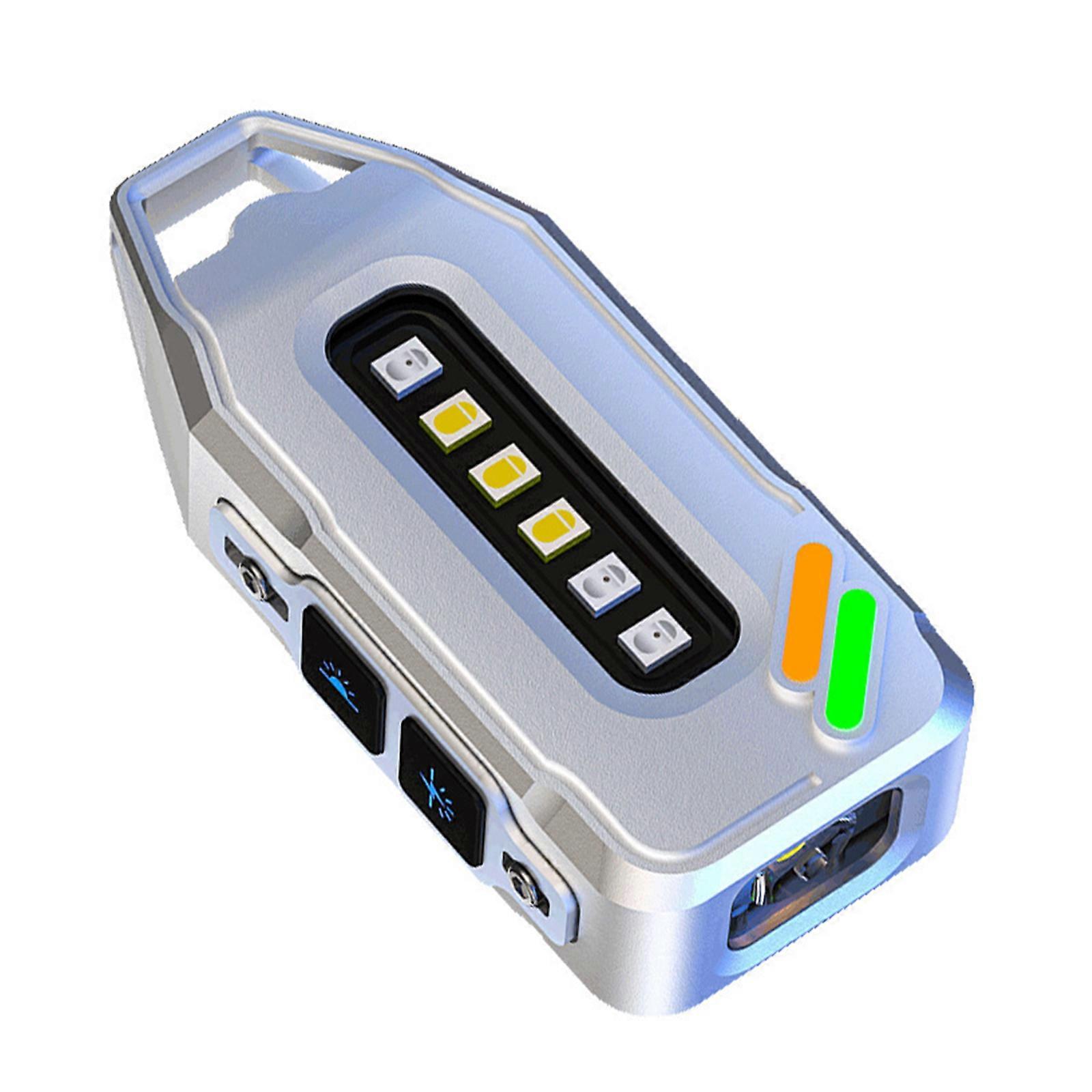 Powerful Camping Flashlights with Keychain Hook LED Flashlights Plastic Texture Suitable for Emergency Situations  White