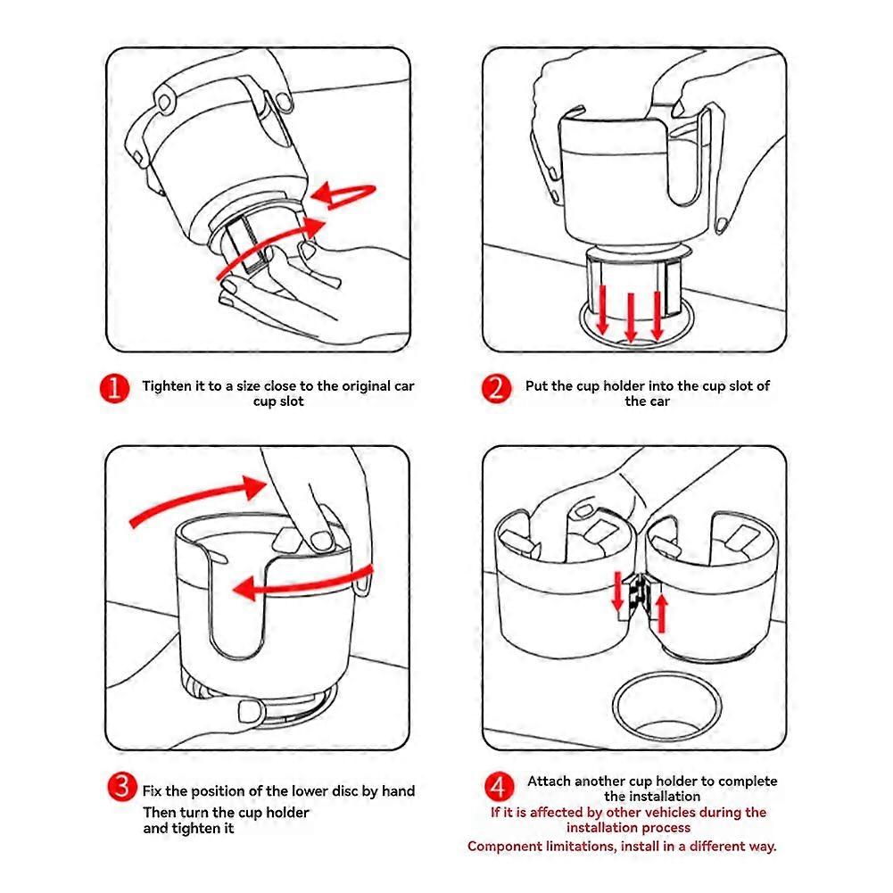 Car Cup Holder Insert Adjustable Base Cup Holder Multifunctional Double Cup Holder Detachable Drinks Holder