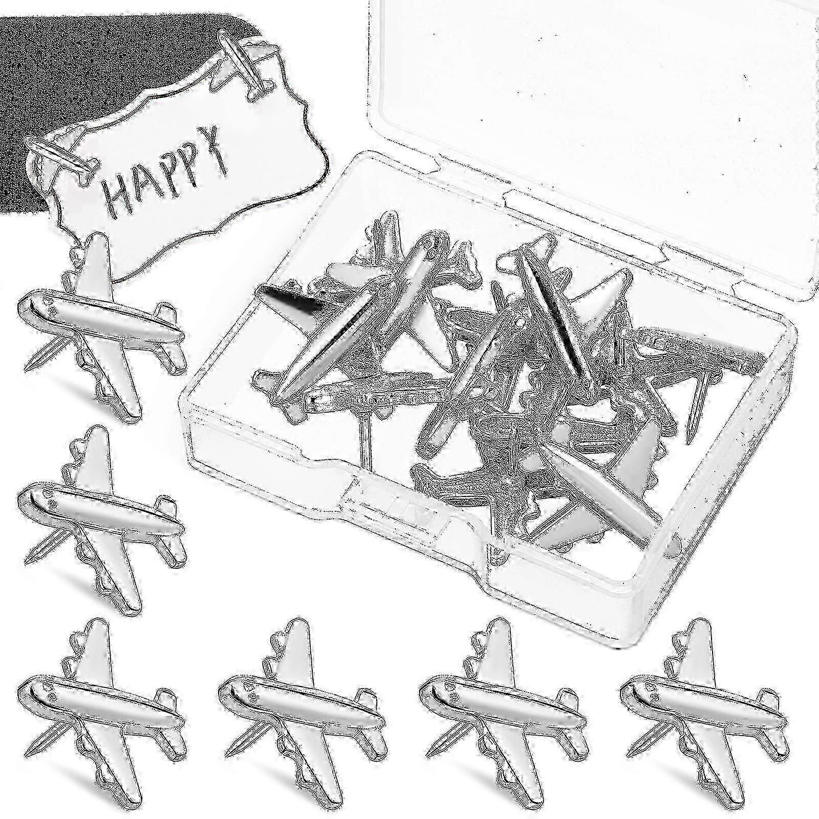 24-Piece Set of Decorative Metal Push Pins for Airplane, Map & Cork Board Use - Thumb Tacks & Stick Pins