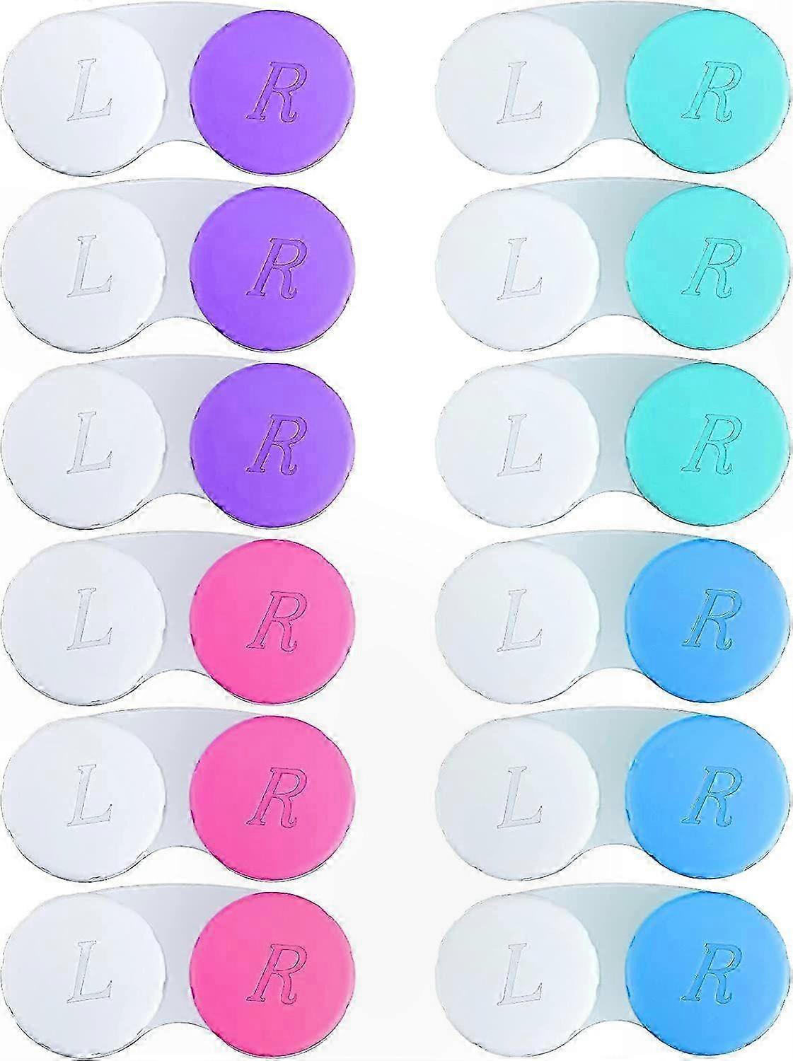 12-Pack Contact Lens Storage Cases for Left and Right Eyes