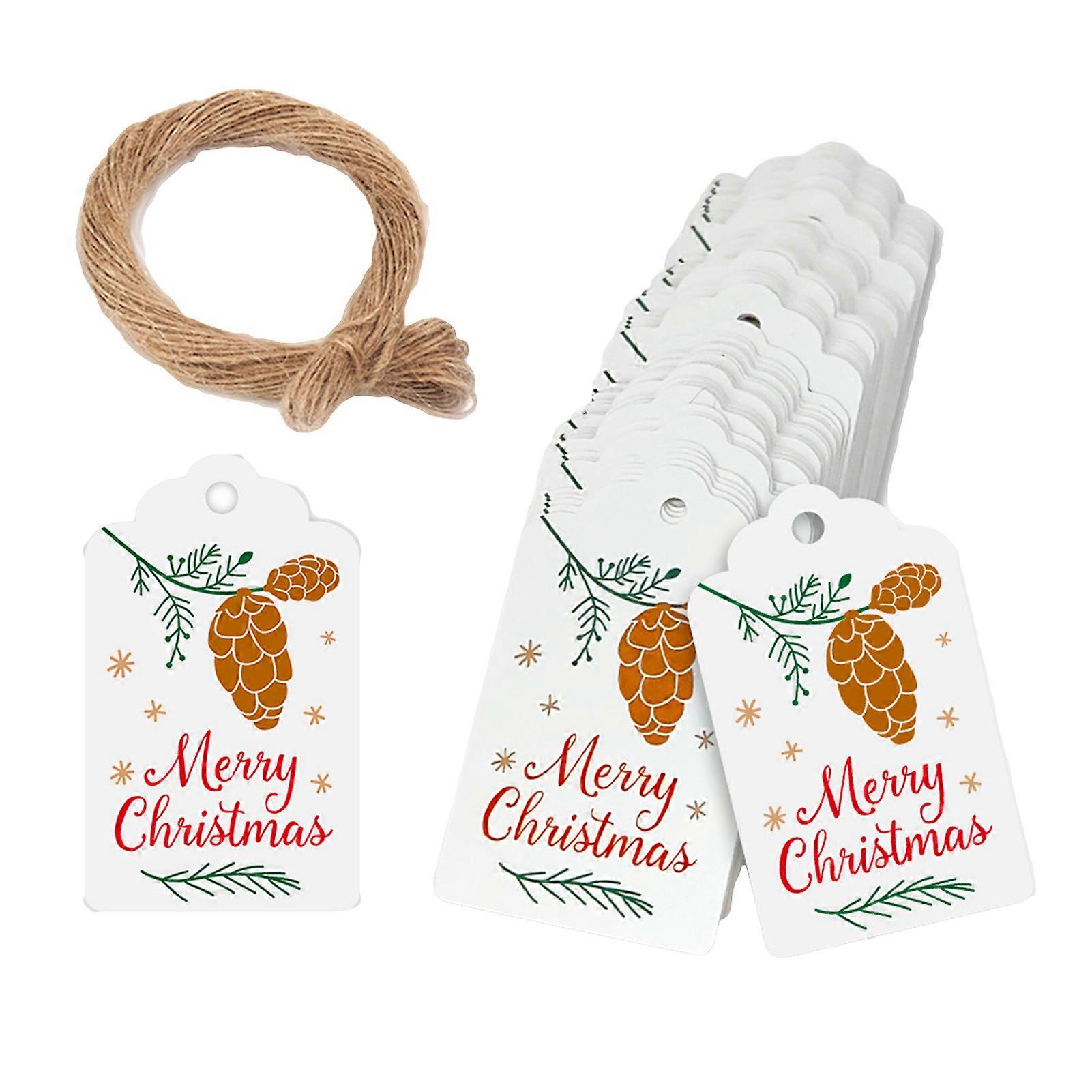 100Pcs Hanging Tags with Thread, Christmas Patterns, Reusable Gift Tags for Festival Decorations