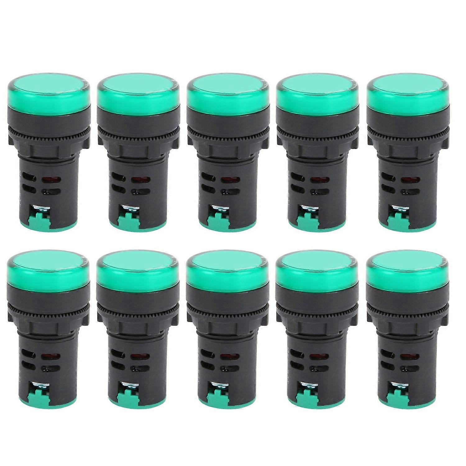 10PCS AD16‑22DS LED Indicator Light High Brightness Green LED Signal Lamp for Signal IndicationAC/DC