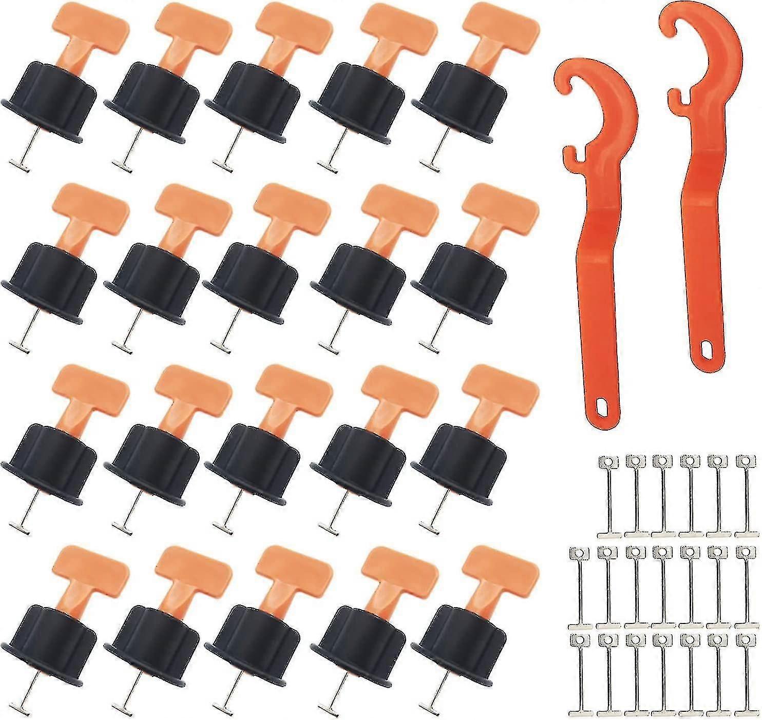 Self-leveling Tile Spacer Kit, 20 Pcs Reusable Tile Leveler Leveling System, With 2 Pcs Special Wrench And 20 Pcs Steel Needle