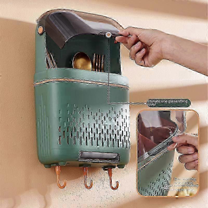 Improved Wall-Mounted Storage Rack for Kitchen Utensils and Chopsticks Holder: Dust-Proof Solution