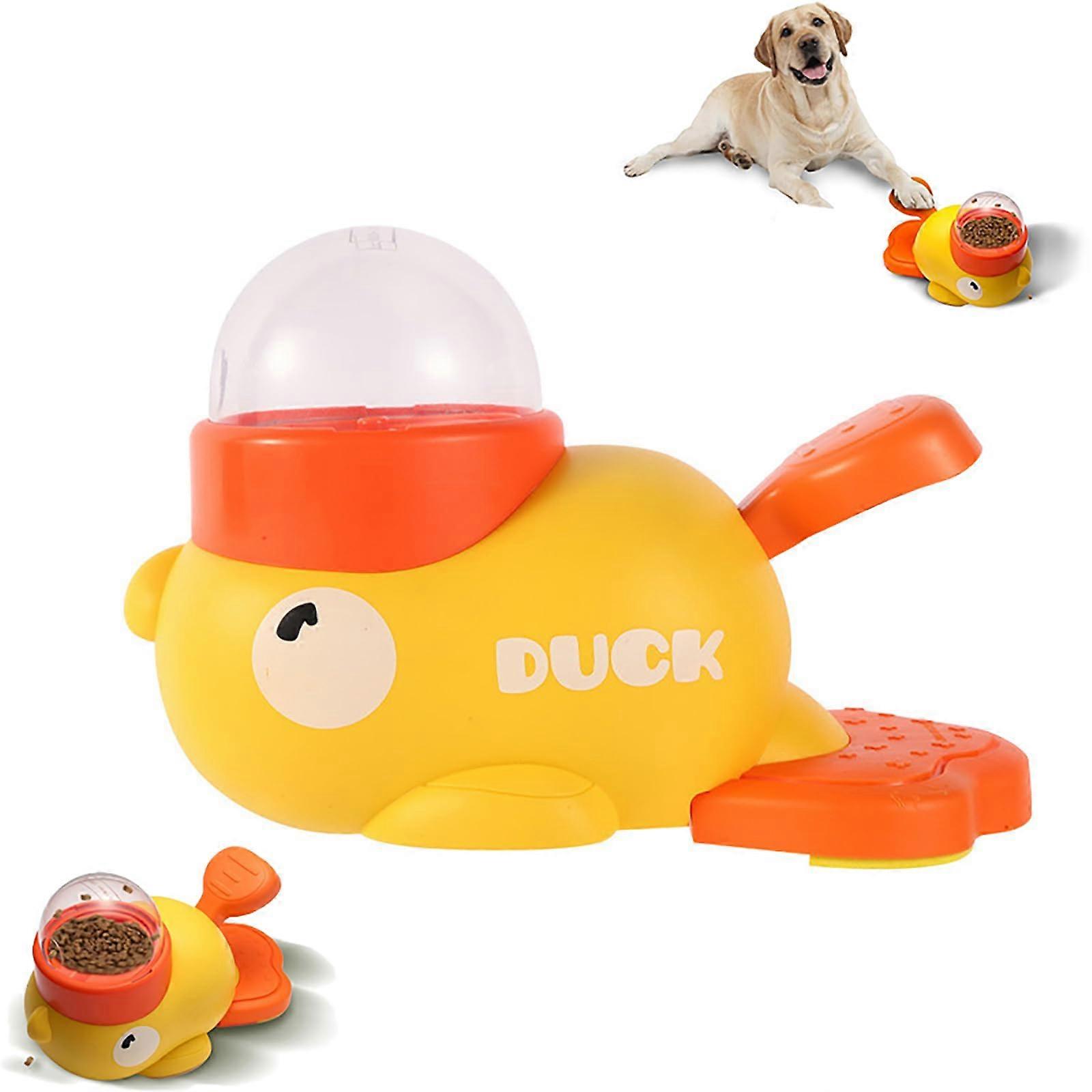 Duck Dog Treats Shaped  Dispenser  Interactive Pet Automatic Feeder Toy, 2In1 Slow Feeder and Puzzle