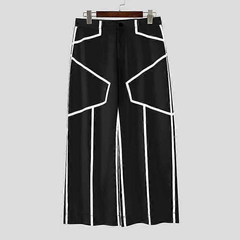 INCERUN Men Zip-up Waist Trousers Casual Line Stitching Thin Long Pants