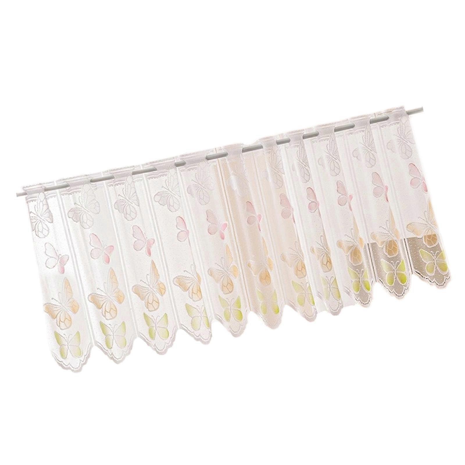 Decorative Laces Sheer Curtain Butterfly Short Valance for Creating Warm Inviting Environment Multicolor