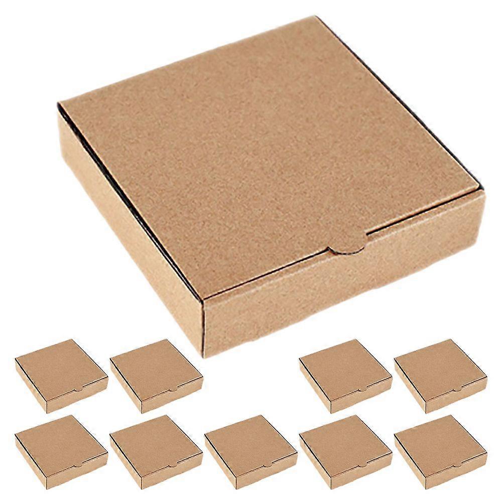 10pcs Mini Pizza Boxes for Party Favors Square Cardboard Pizza Box Kraft Pizza Storage Container  for Cookies, Pies, and Crafts