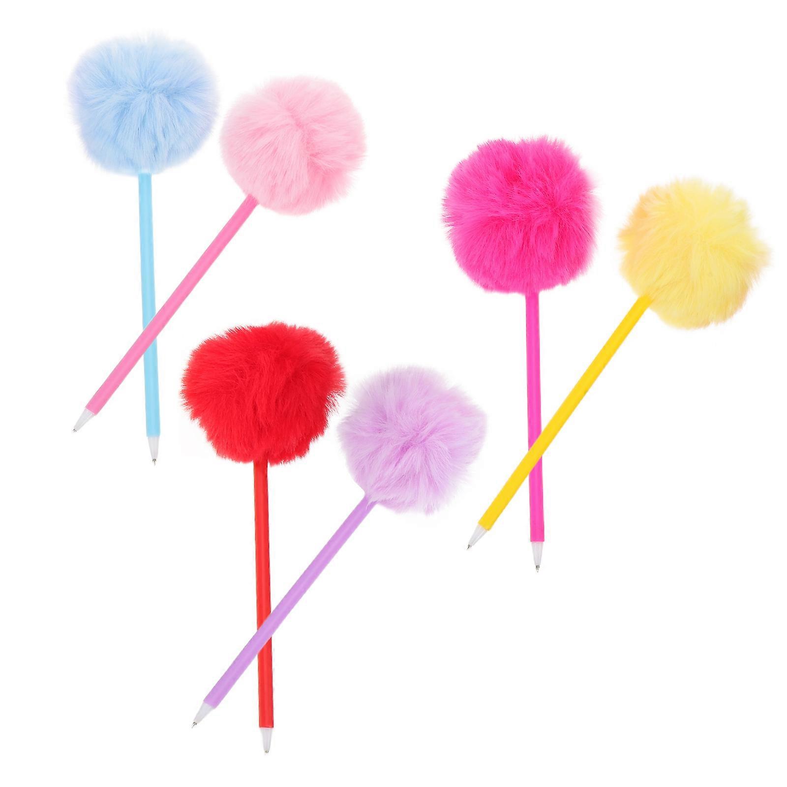Colorful Creative Pom Pom Ballpoint Pen for Office 6Pcs Fluffy Writing Pens