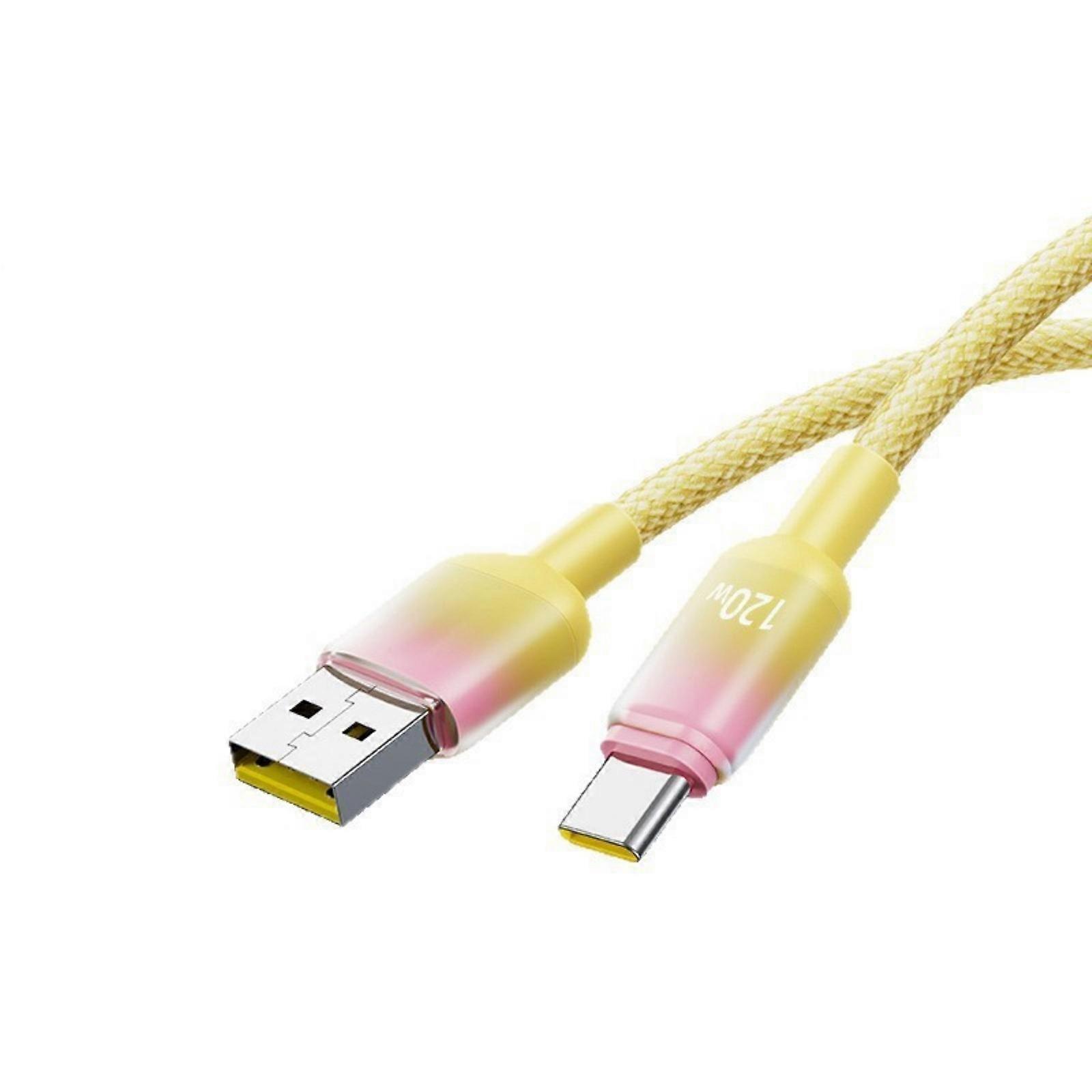 Rapid 120W Type CREATE Data Cable Reinforced Polyamide Building Global Charging Cord for Phones Laptops  Yellow