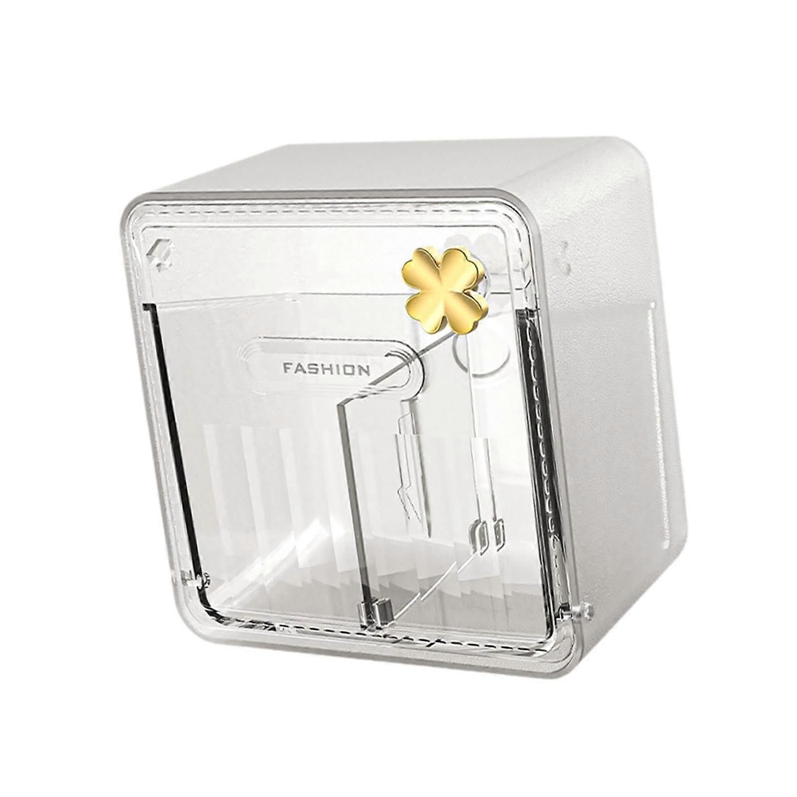 LargeCapacity MultiFunction WallMounted Storage Dispenser Box With Clips Transparent Bathroom Organizer Case