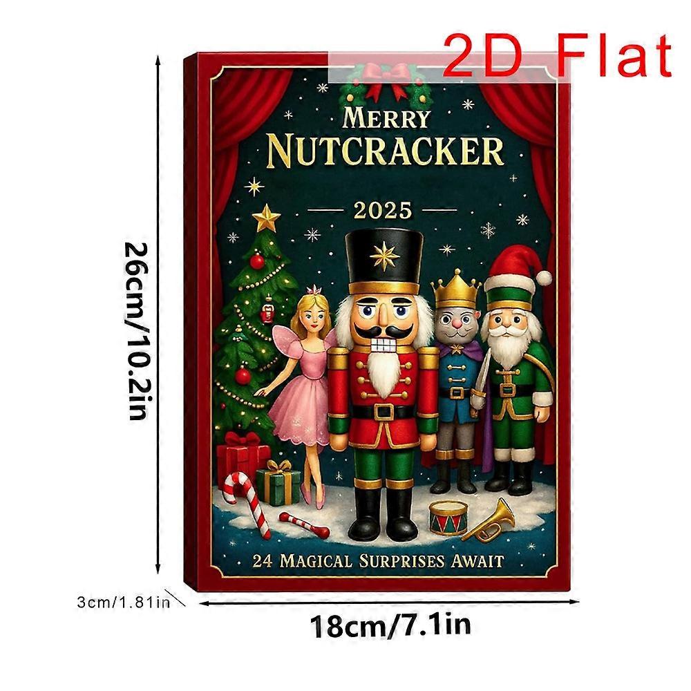 2D Flat Nutcracker Advent Calendars 2025, 24 Days Merry Nutcracker Ornaments Christmas Countdown Calendar,