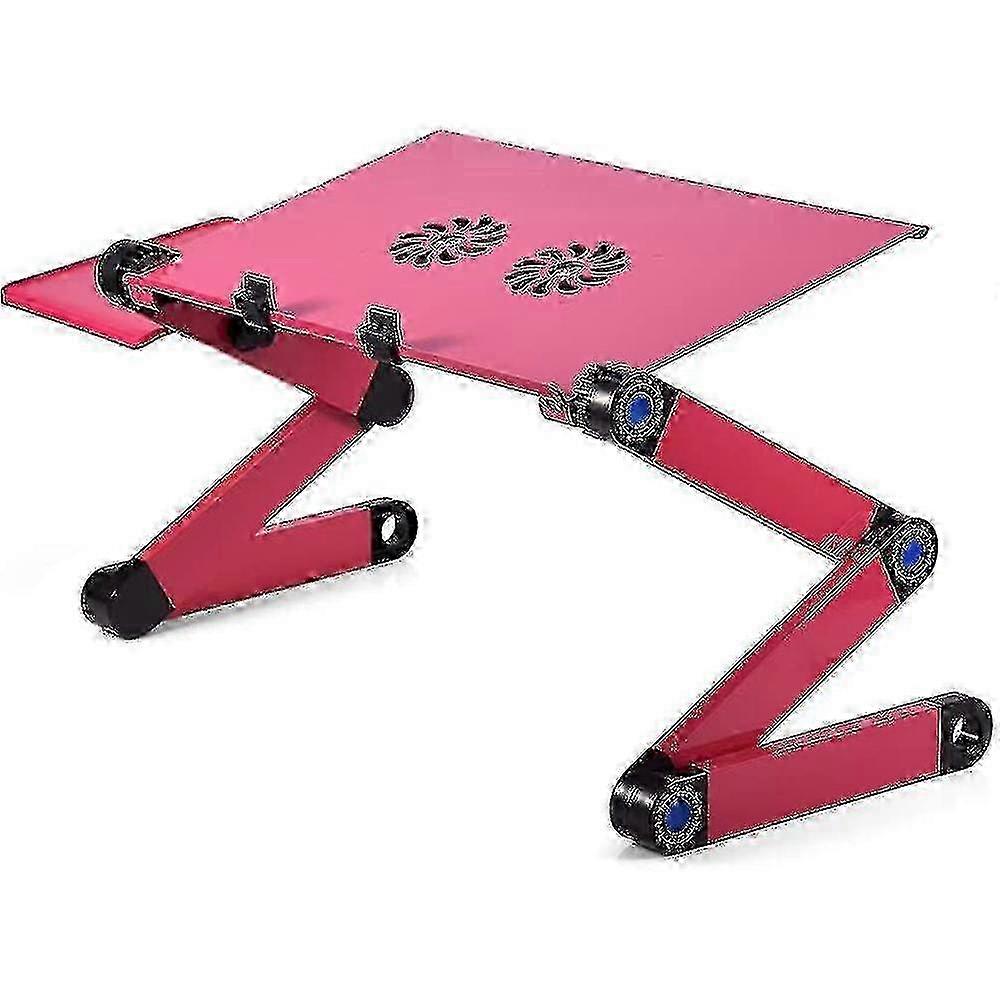 Aluminum Laptop Stand Adjustable With Cooling Fan And Mouse Pad, Reincompatible Withced Ergonomic Lap Desk Foldable Portable Computer Table 