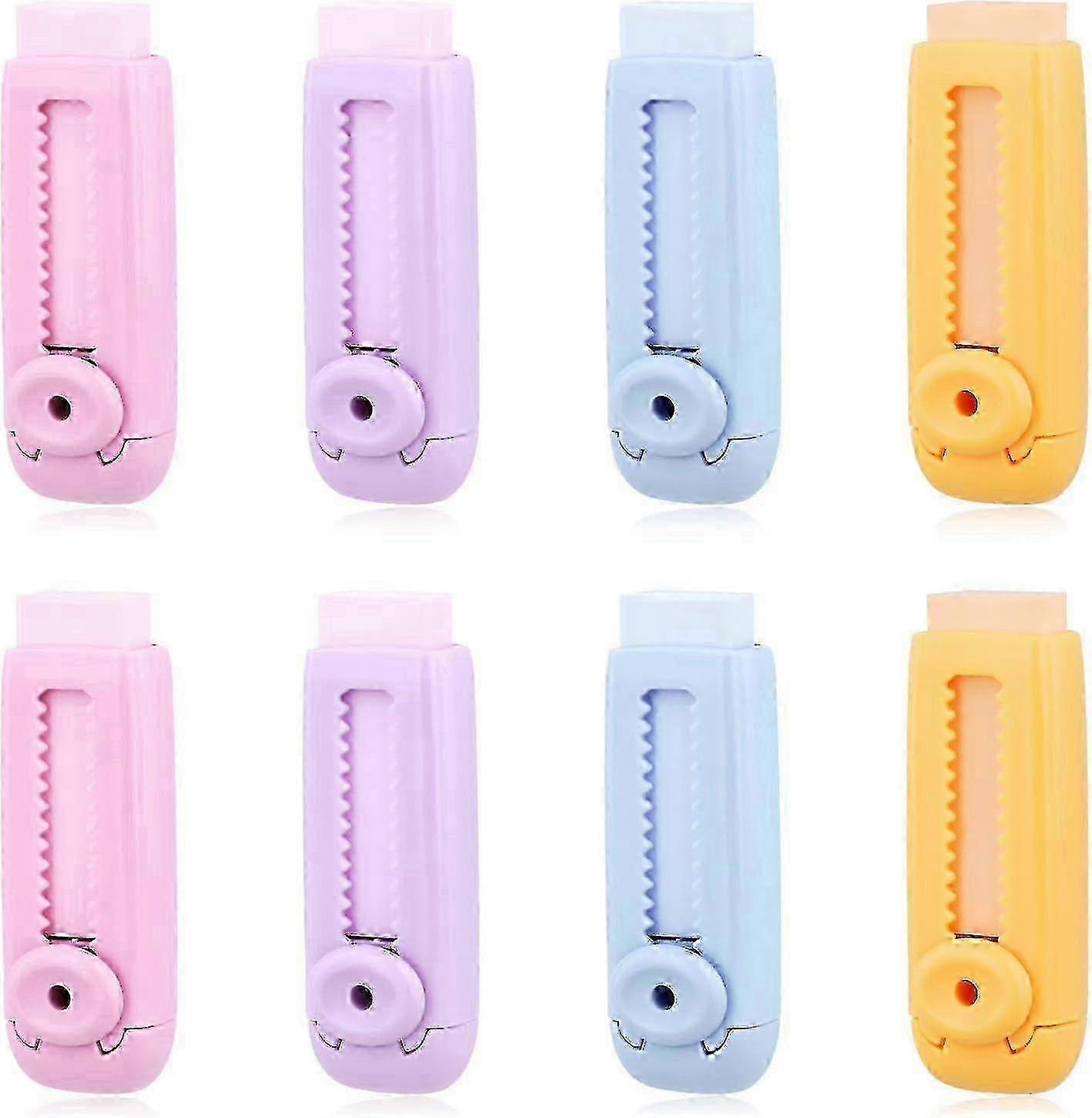 f 8pcs Sliding Retractable Pencil Eraser, Push Pull Eraser with Dynamic Push-Pull