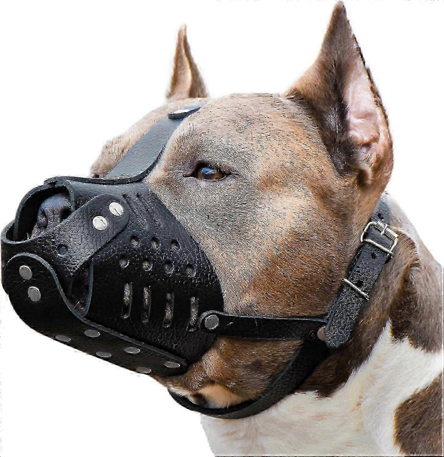 m Large and Medium Leather Dog Muzzle for Pitbulls Soft Dog Muzzle for Large Dogs Pitbull