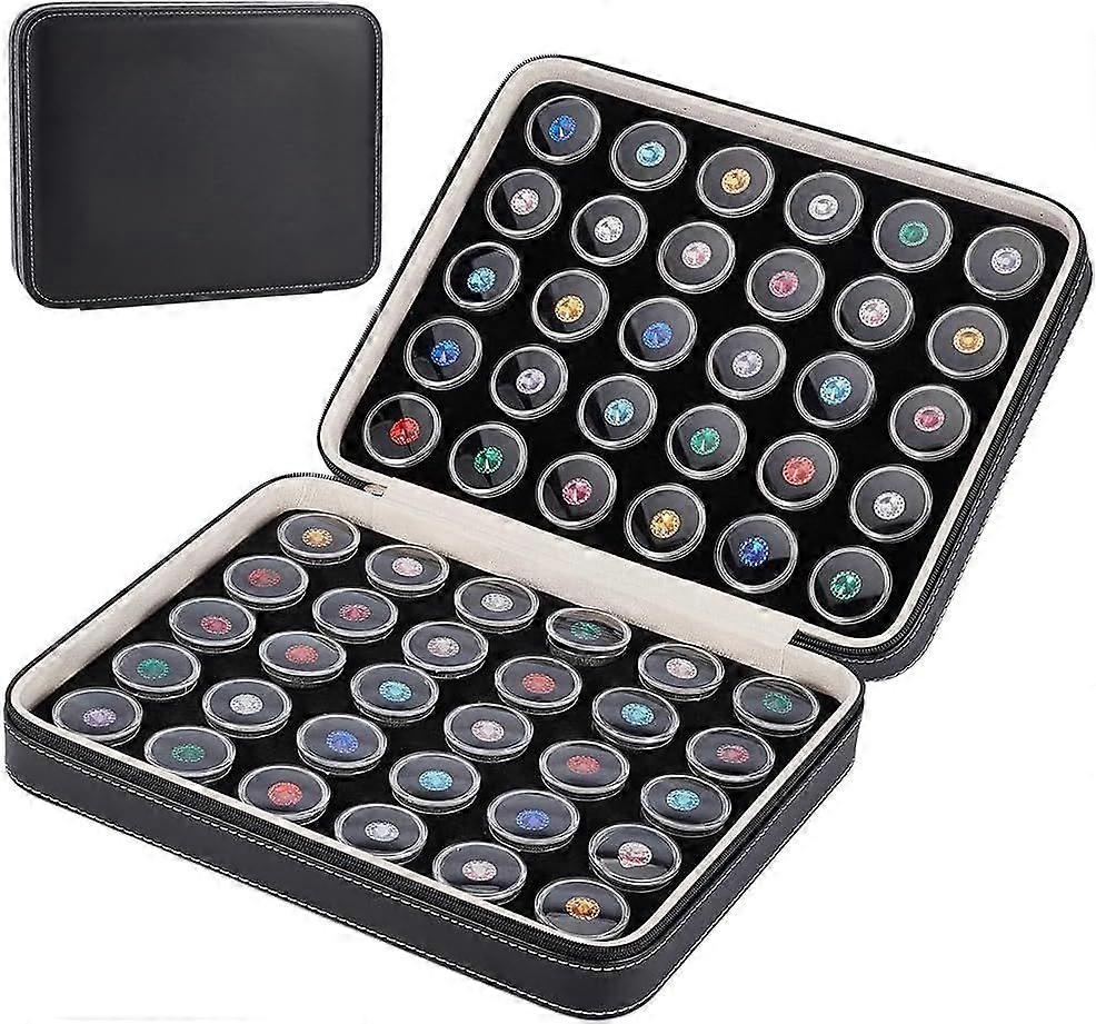 60 Pcs Closeable Gemstone Collection Storage Box with Foam Insert 1.2x0.6 Inch Plastic Gem Jars Display Tray Set for Loose Diamond Collectibles Diamon