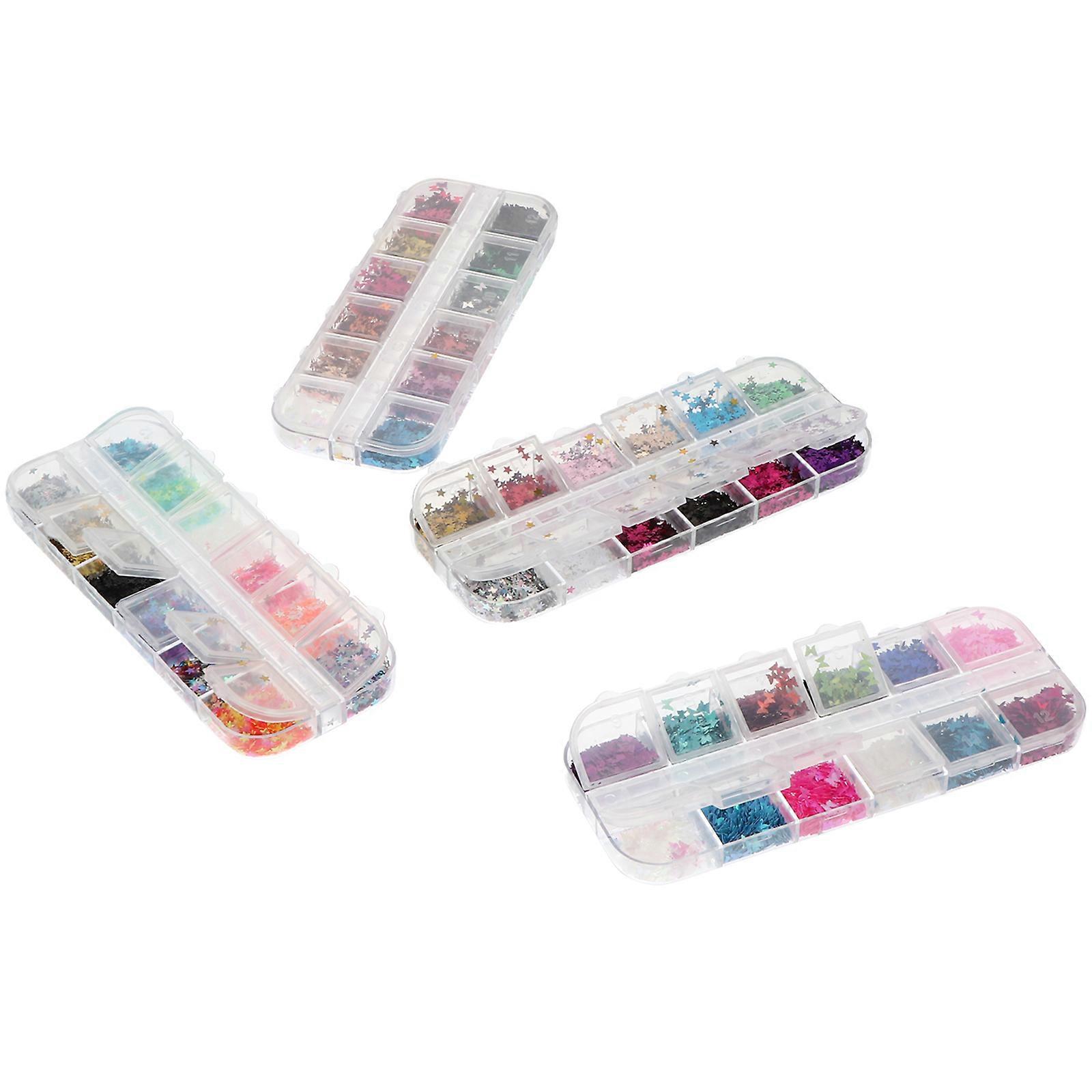 Loose Sequins Glitter 4Set for Scrapbooking in Assorted Color with Star Design for Creative Hobbyists