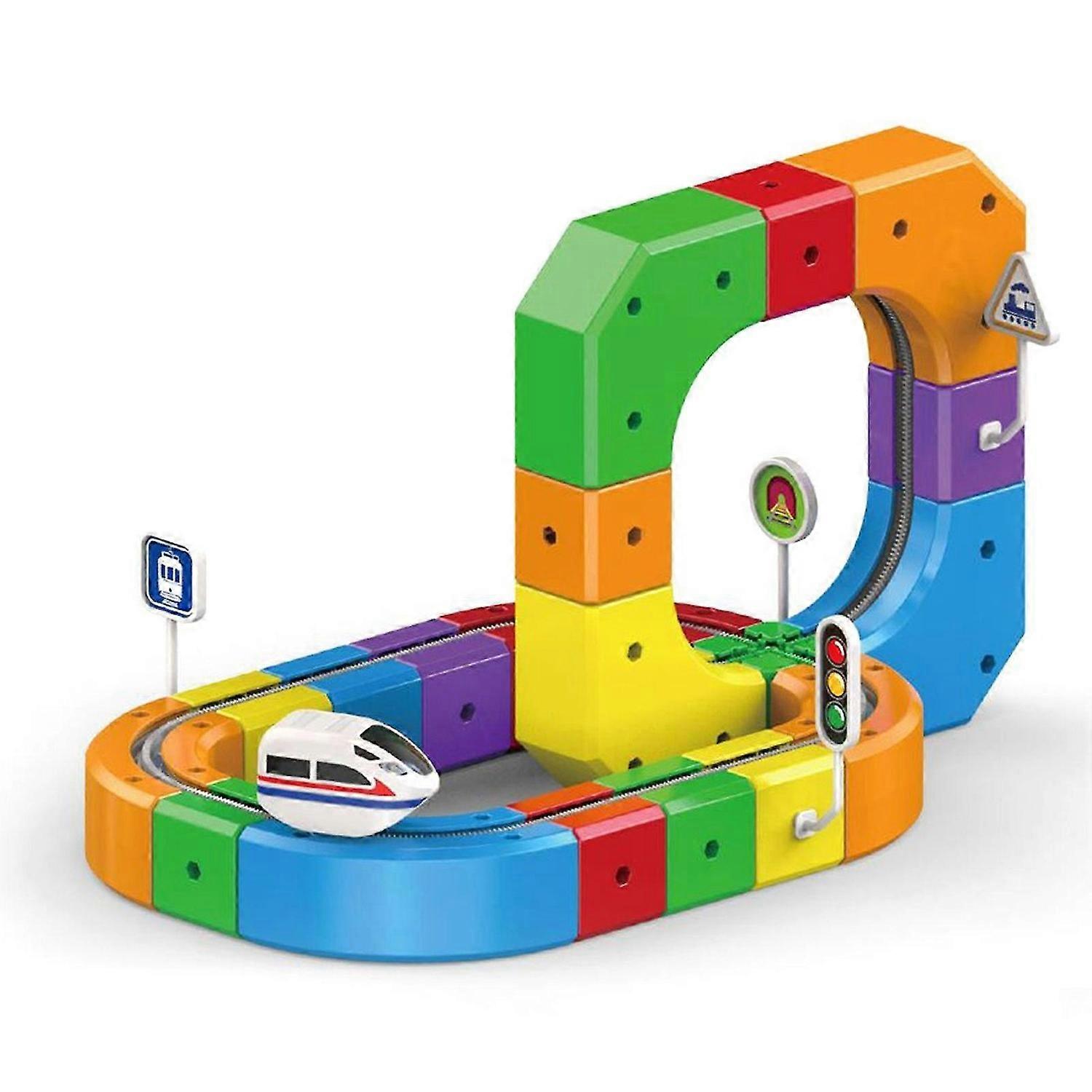 DIY Race Flexible Railway Racing Play Game Set, Building Blocks System With Rechargeable Trains , Ch